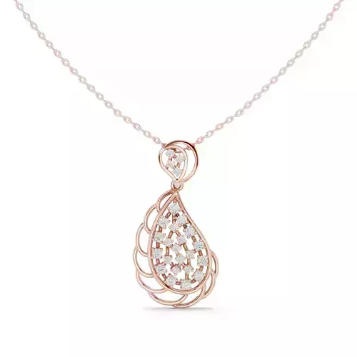 Round Diamond Leaf Shape Pendant Women Necklace 3dm STL Video