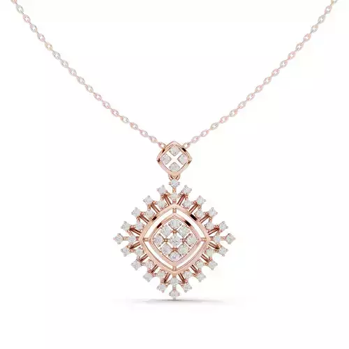 Round Diamond Pendant Women Necklace 3dm STL Video