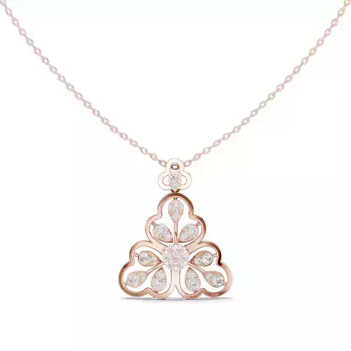 Round Diamond Three Leaf Pendant Women Necklace 3dm STL Video