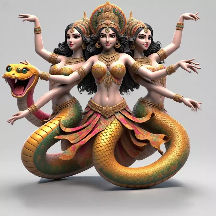 1853 Indian Serpent Woman Dancer 3D print model
