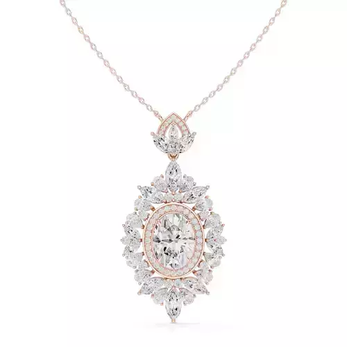 Oval Pear Marquise Round Diamond Pendant Women 3dm STL Video 3D print model
