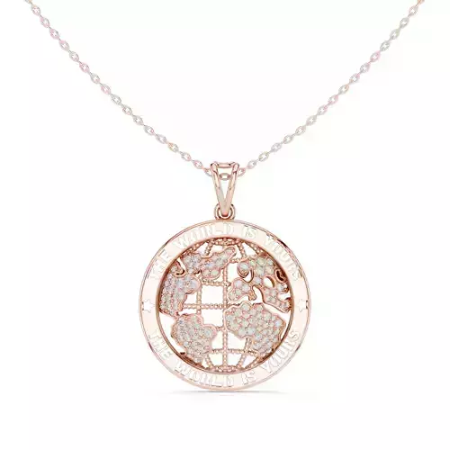 The World Is Yours Pendant  Diamond Pendant Map 3dm STL Video