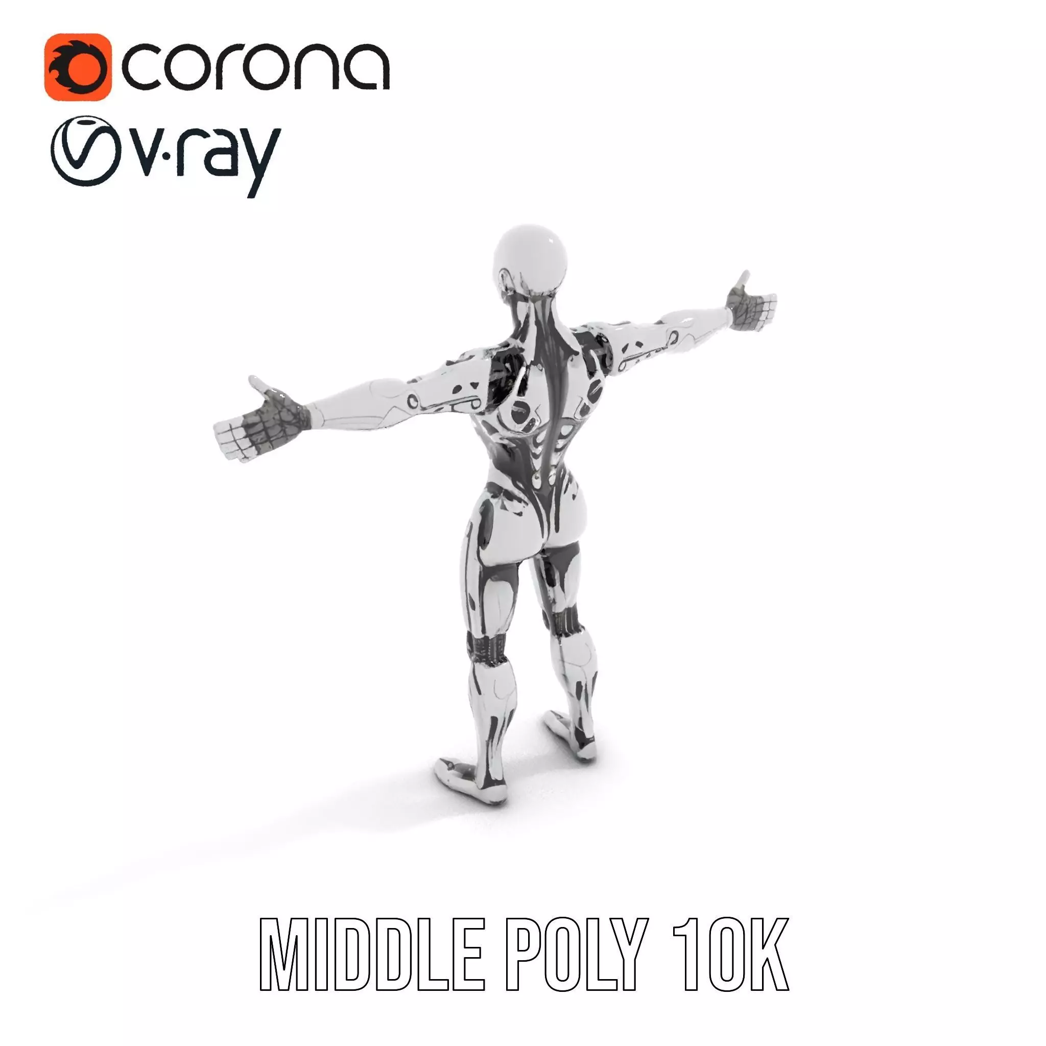 Futuristic Humanoid Robot Model Pack Low-poly 3D model_9