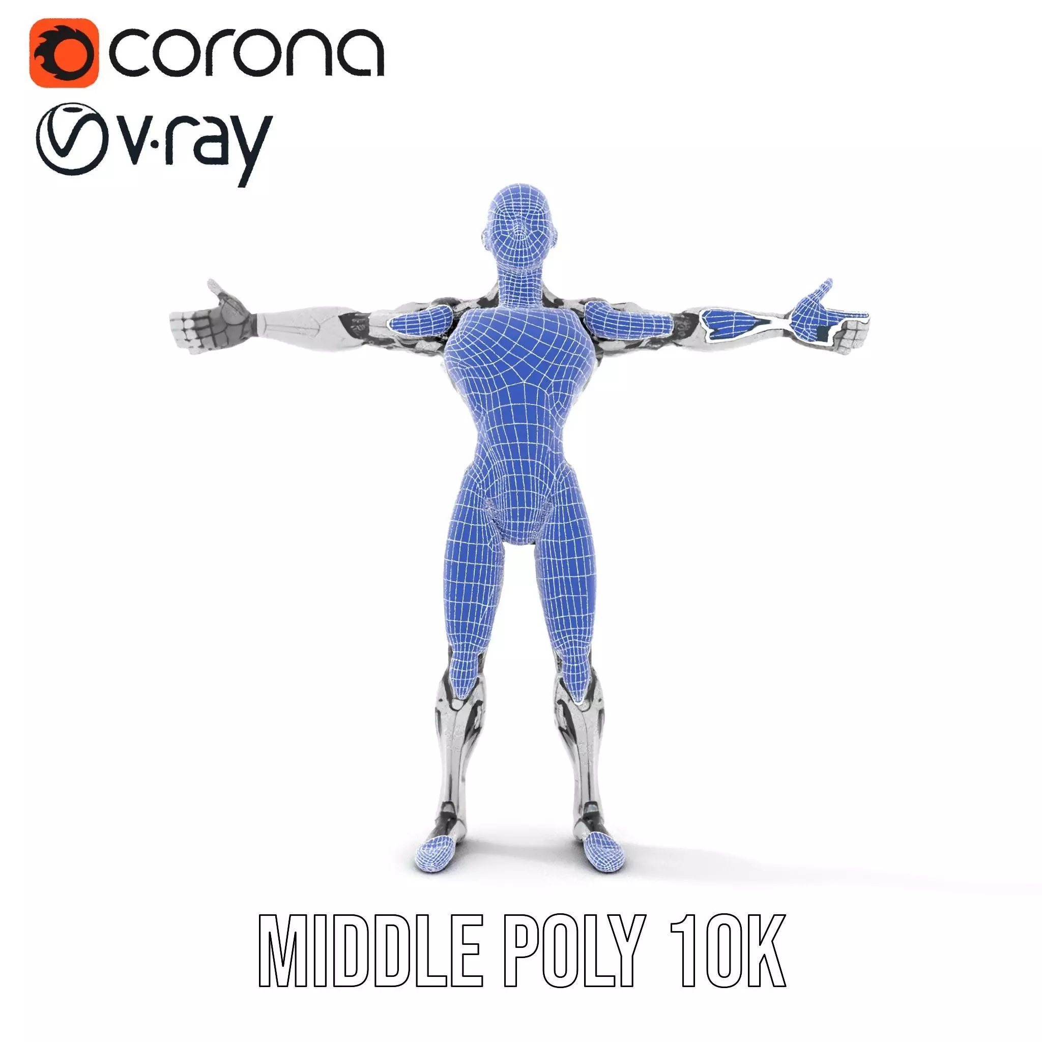 Futuristic Humanoid Robot Model Pack Low-poly 3D model_15