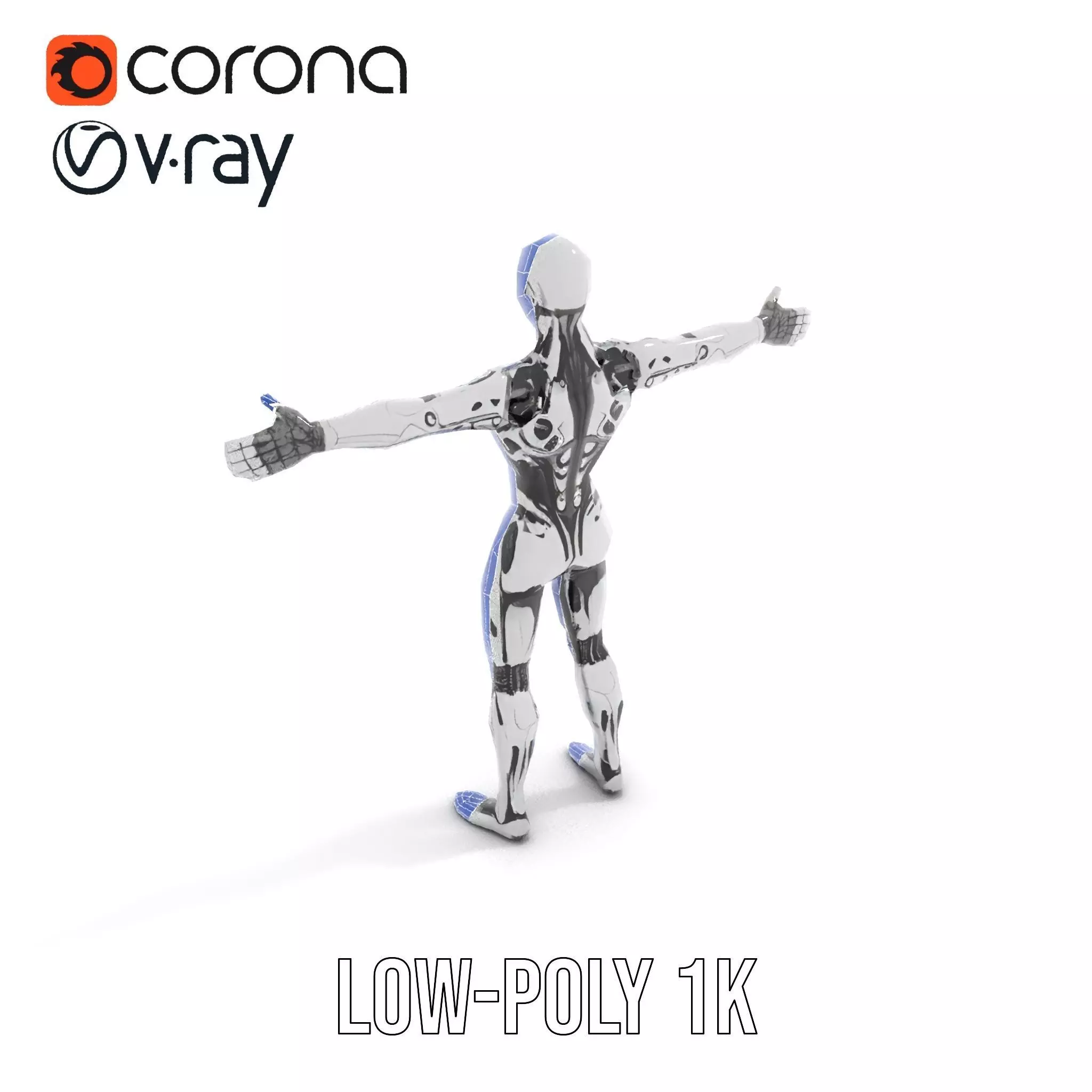 Futuristic Humanoid Robot Model Pack Low-poly 3D model_24