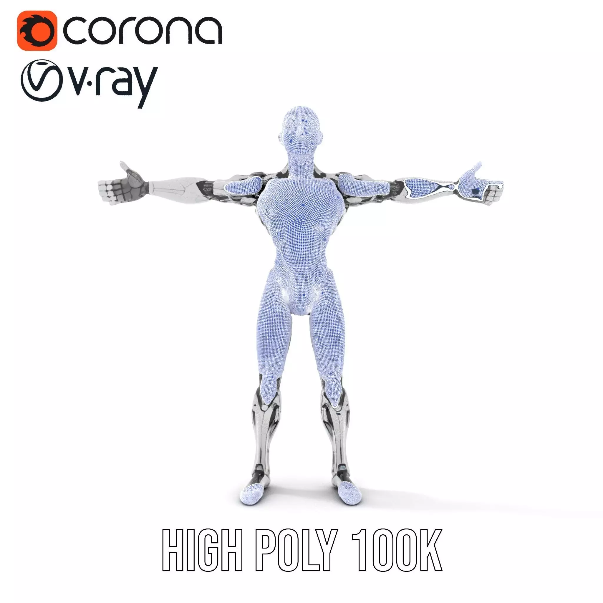 Futuristic Humanoid Robot Model Pack Low-poly 3D model_34