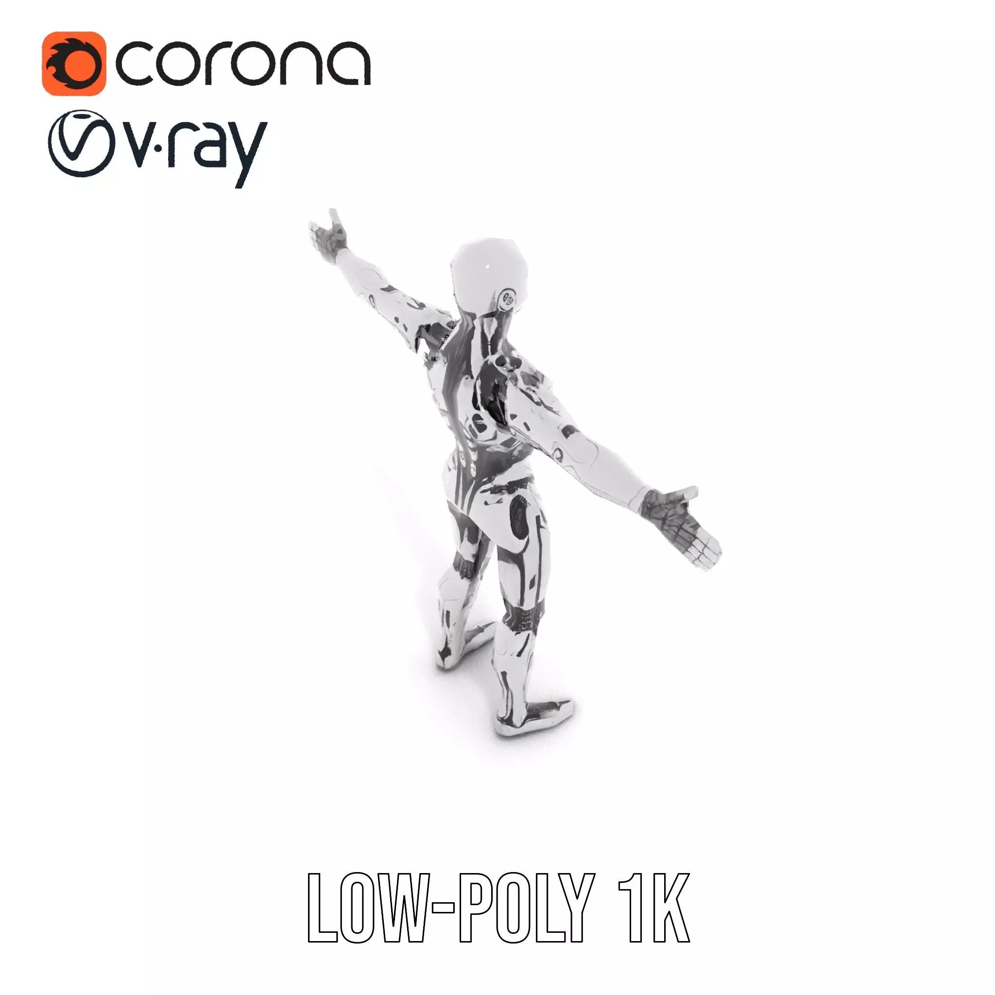 Futuristic Humanoid Robot Model Pack Low-poly 3D model_13