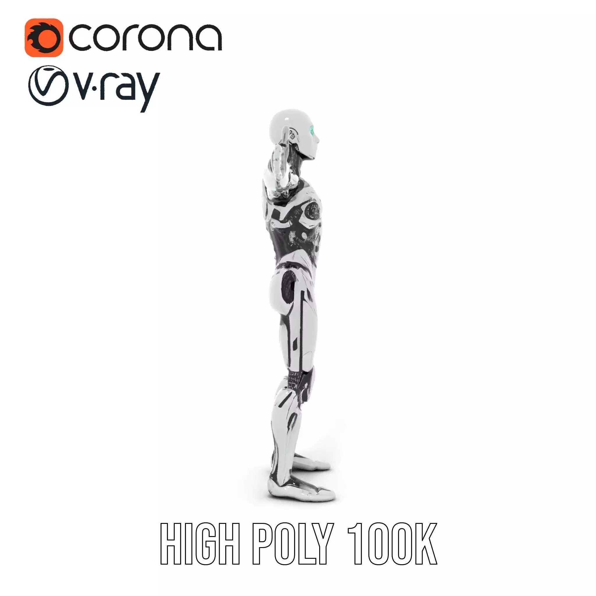 Futuristic Humanoid Robot Model Pack Low-poly 3D model_20