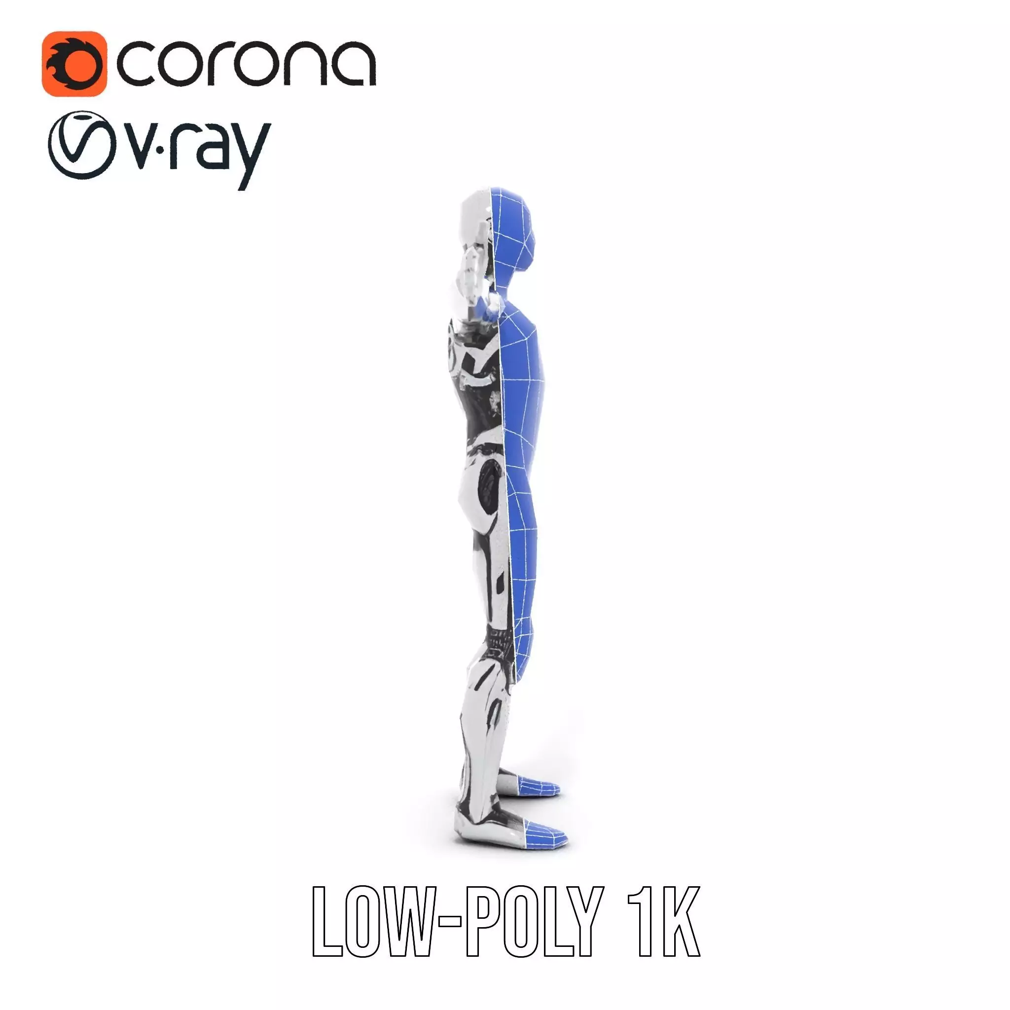 Futuristic Humanoid Robot Model Pack Low-poly 3D model_22