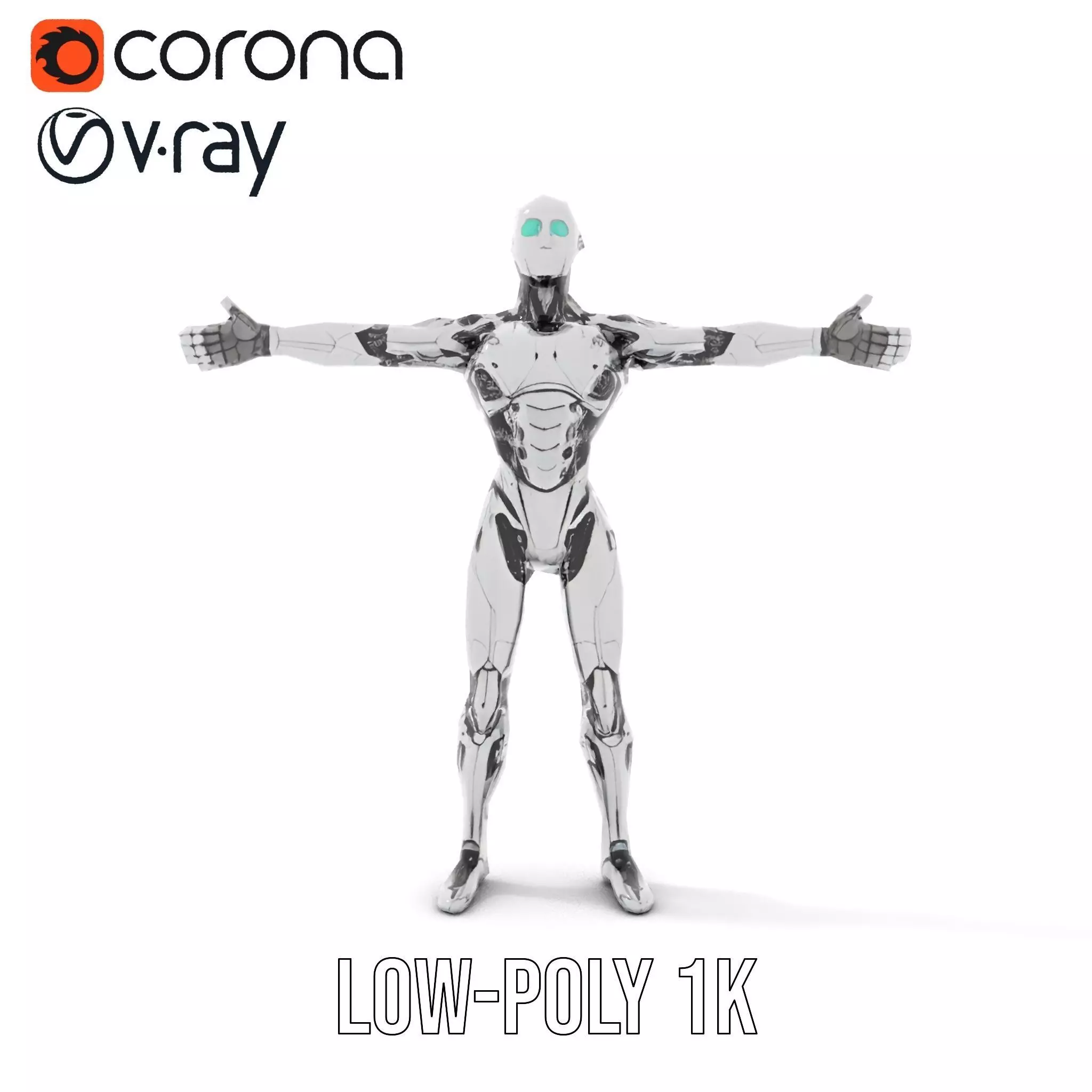 Futuristic Humanoid Robot Model Pack Low-poly 3D model_19