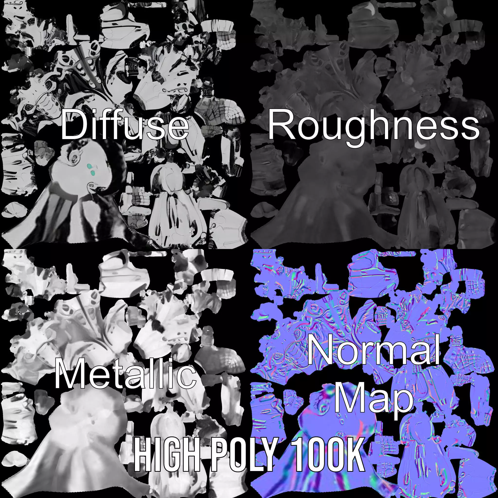 Futuristic Humanoid Robot Model Pack Low-poly 3D model_3