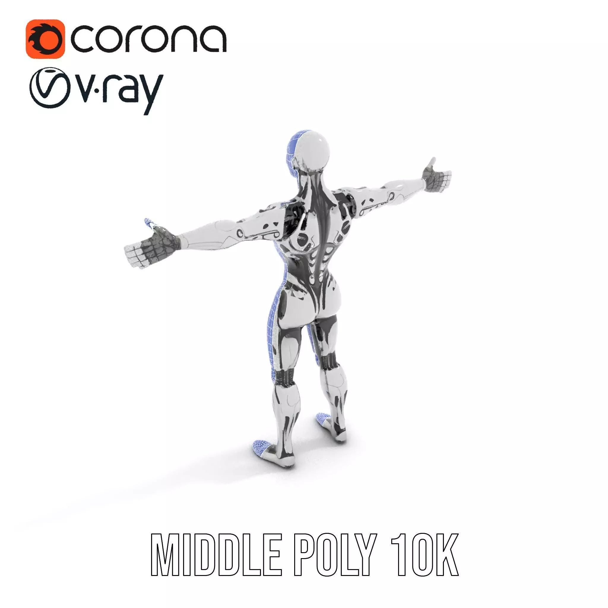 Futuristic Humanoid Robot Model Pack Low-poly 3D model_23