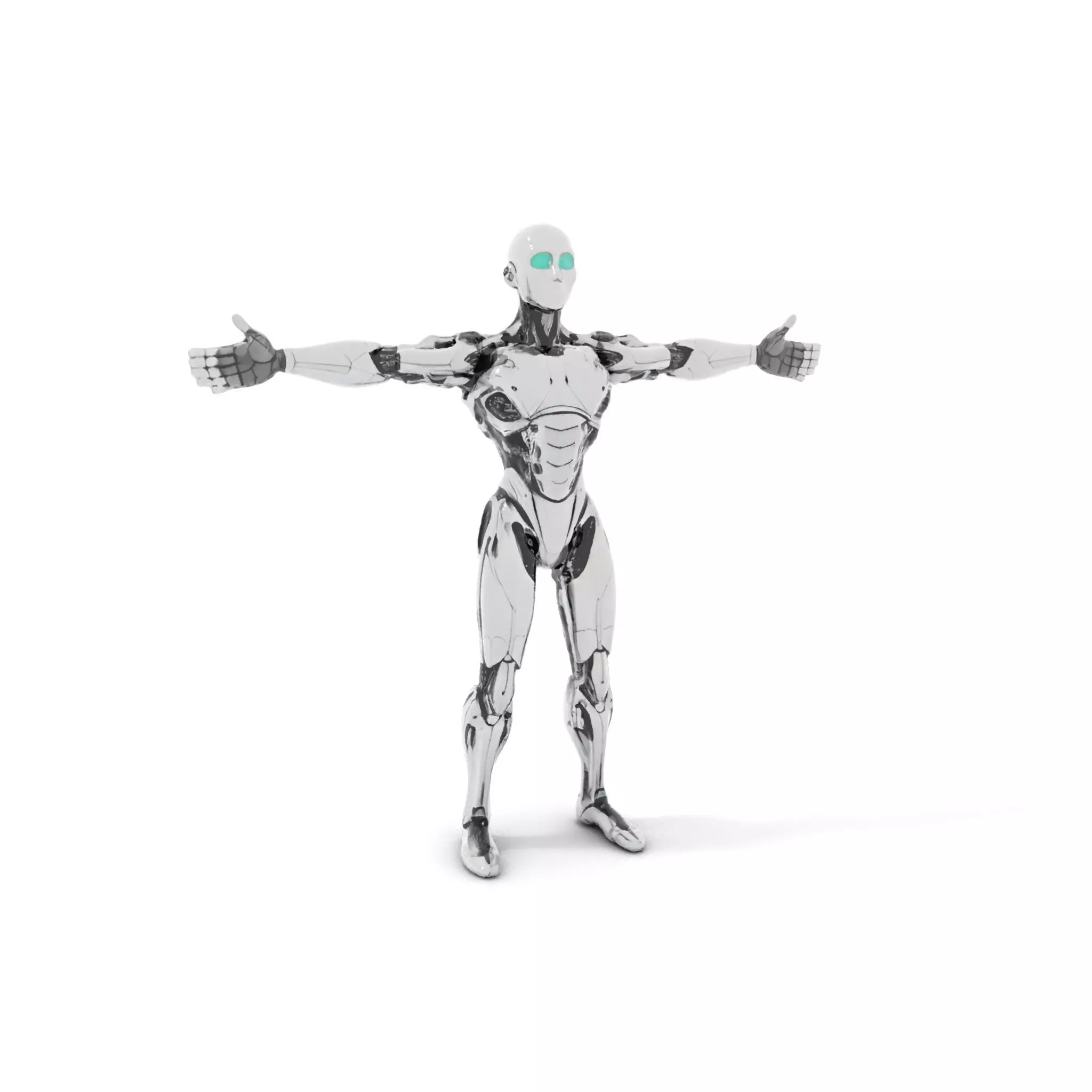 Futuristic Humanoid Robot Model Pack Low-poly 3D model_0