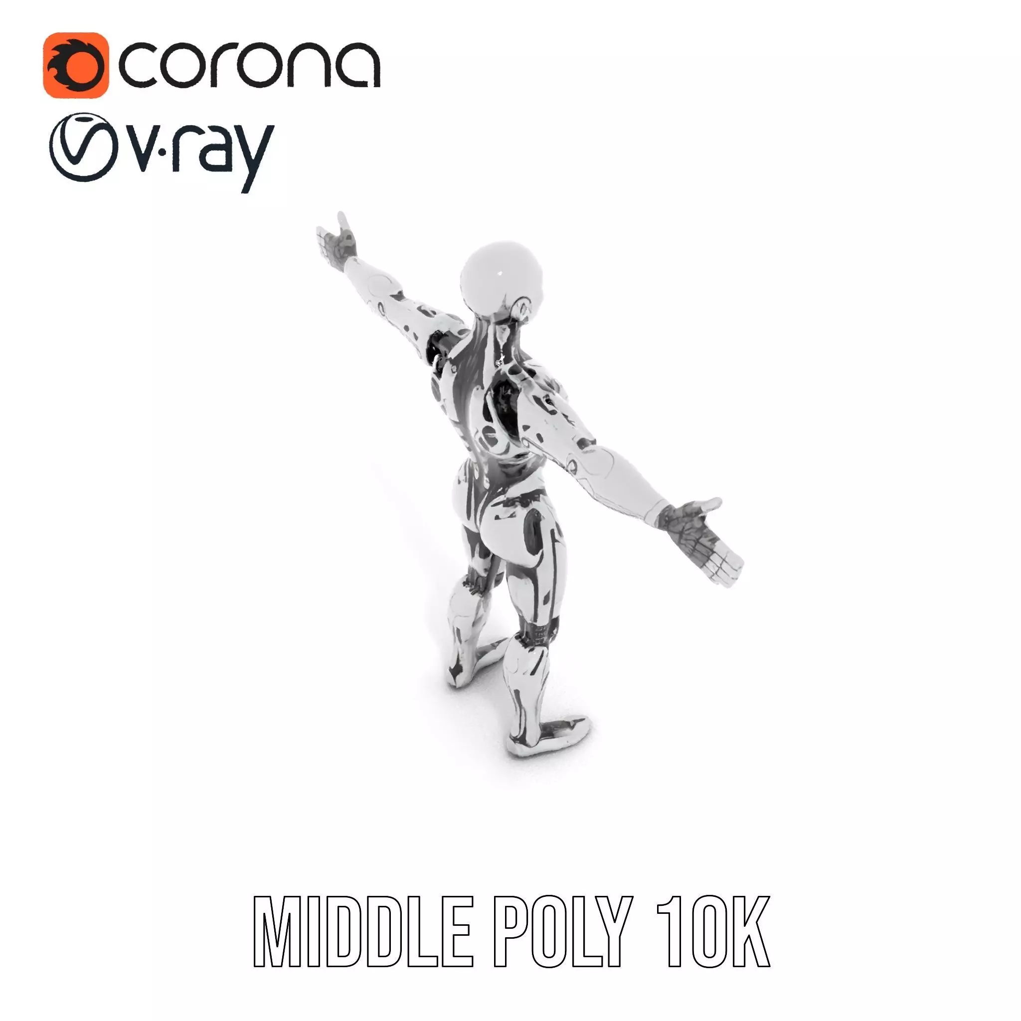 Futuristic Humanoid Robot Model Pack Low-poly 3D model_12