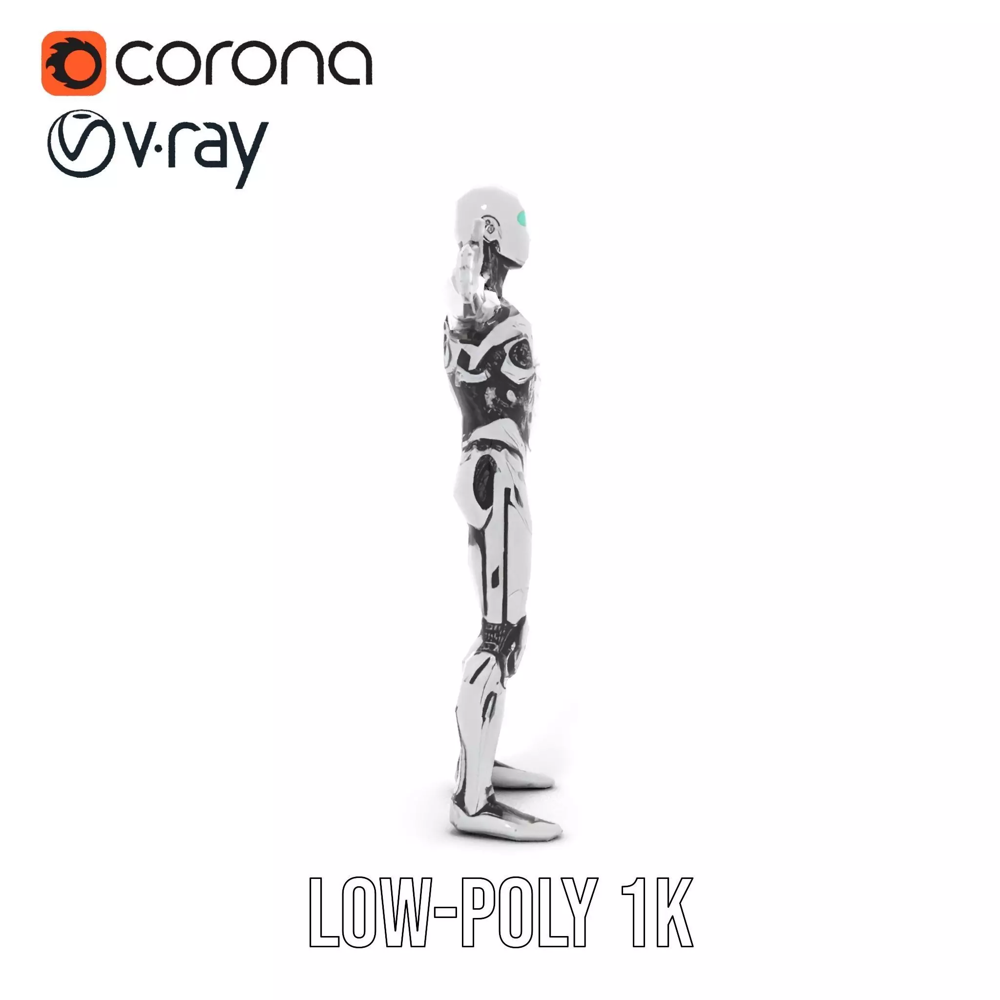 Futuristic Humanoid Robot Model Pack Low-poly 3D model_7