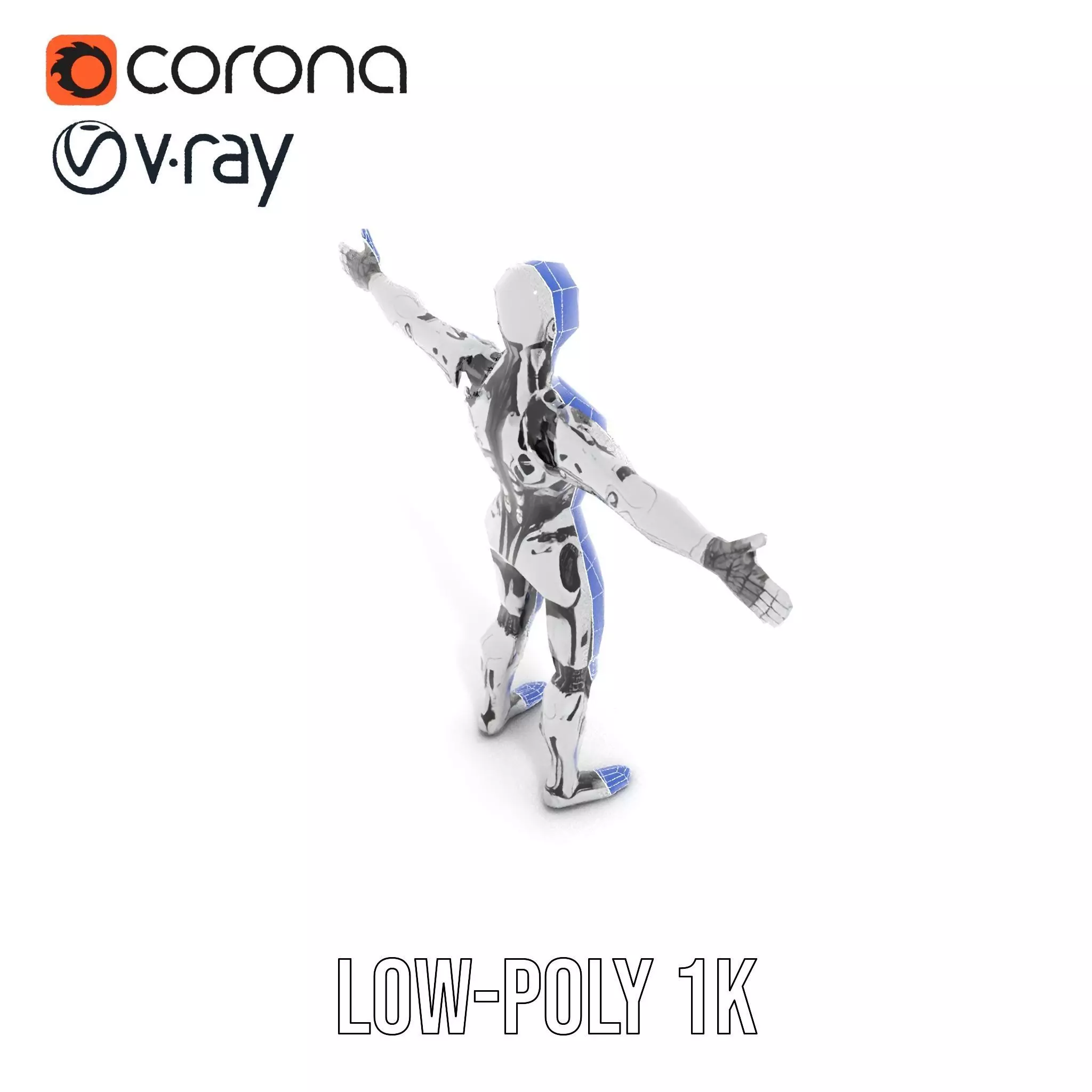 Futuristic Humanoid Robot Model Pack Low-poly 3D model_27