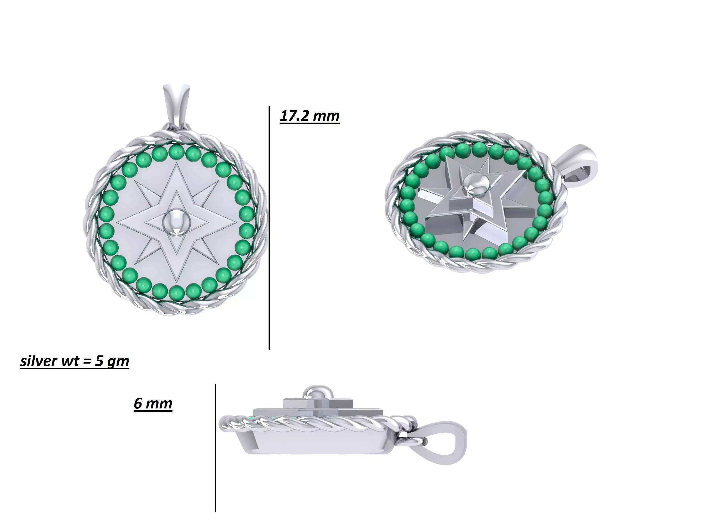 Round pendant with wire motif Free 3D print model