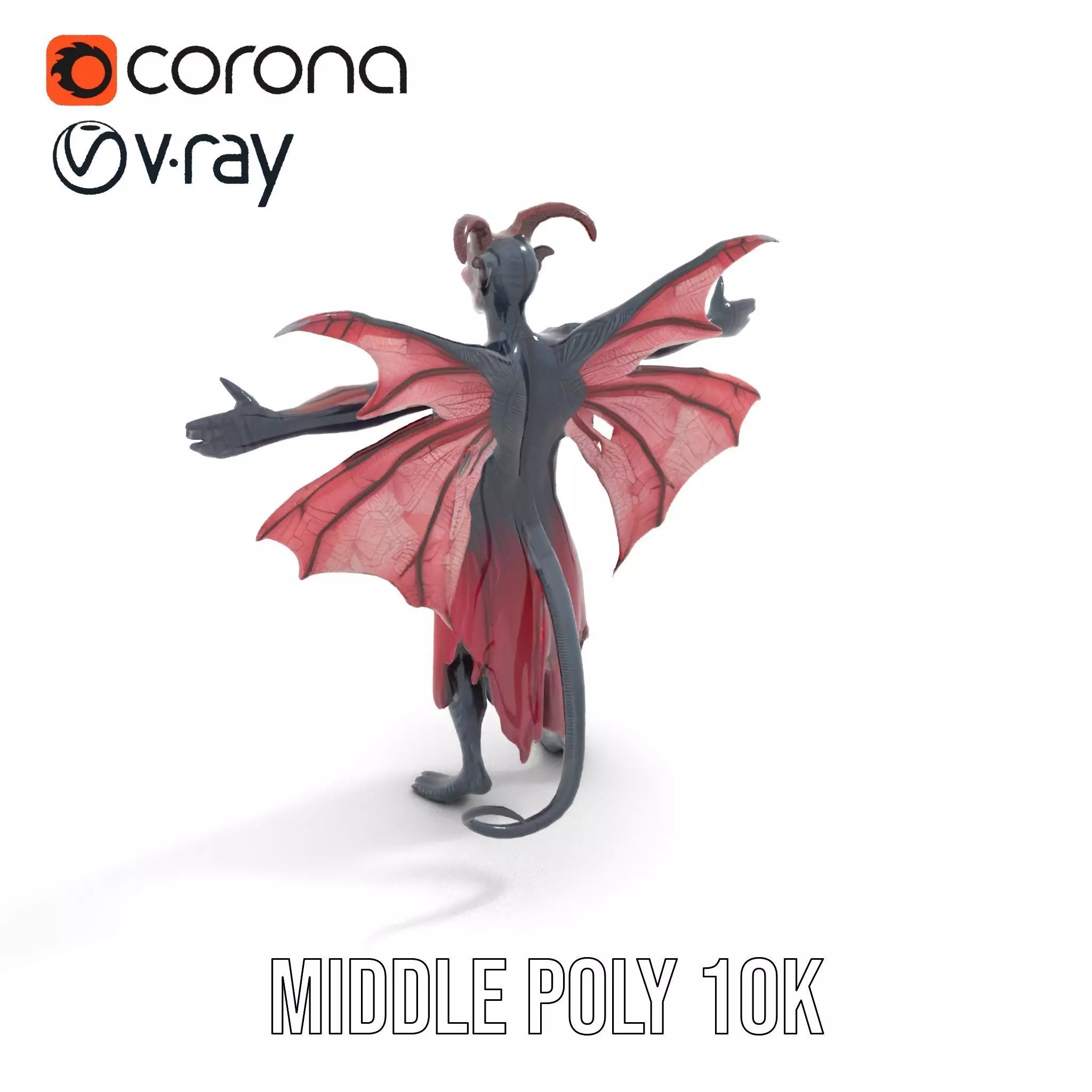 Demonic Creature Model Pack with Wings and Horns Low-poly 3D model_11