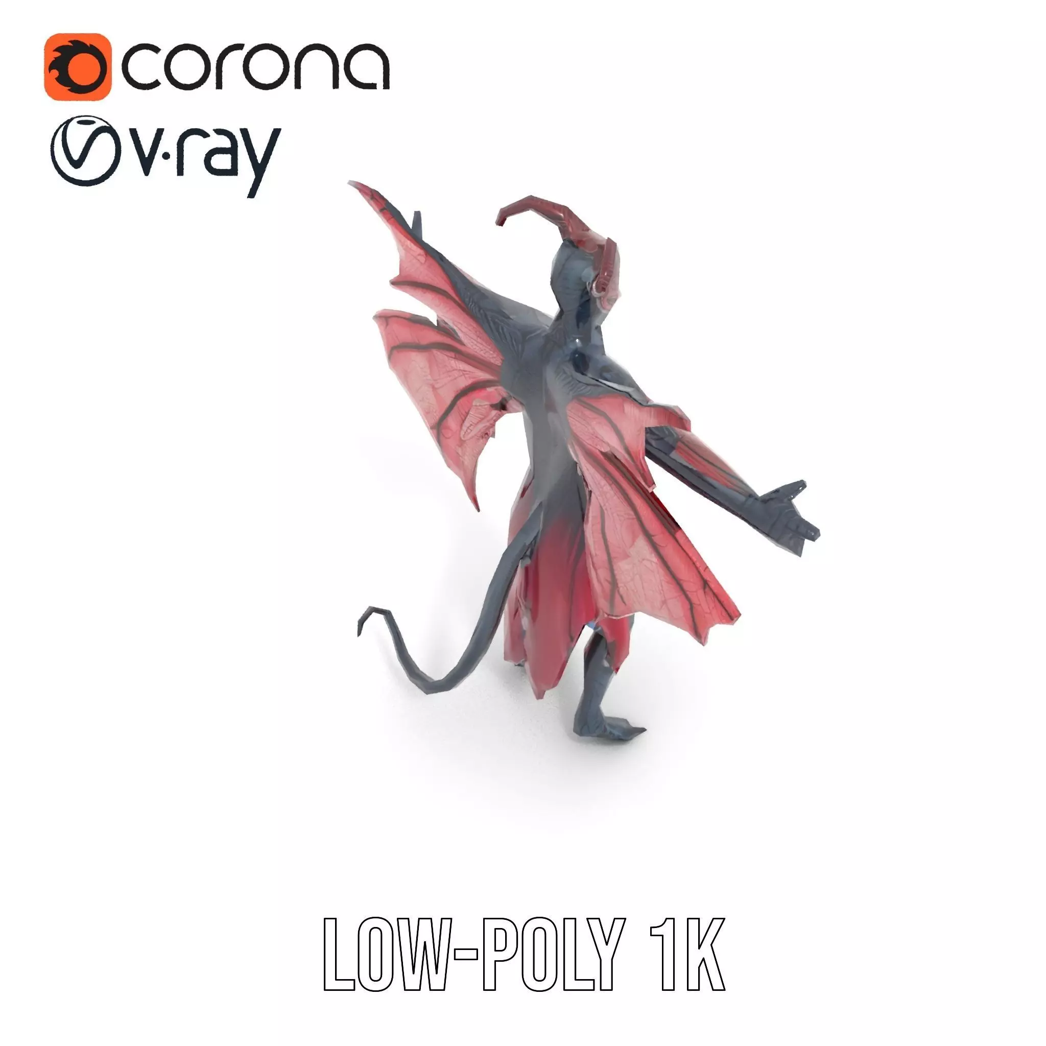 Demonic Creature Model Pack with Wings and Horns Low-poly 3D model_23