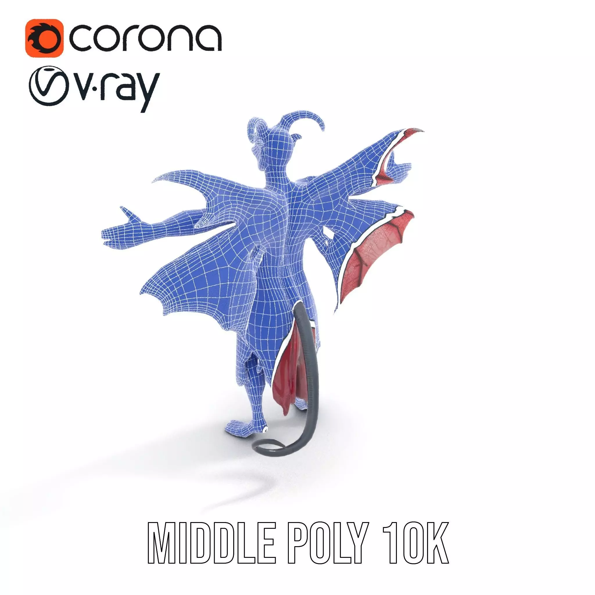 Demonic Creature Model Pack with Wings and Horns Low-poly 3D model_28