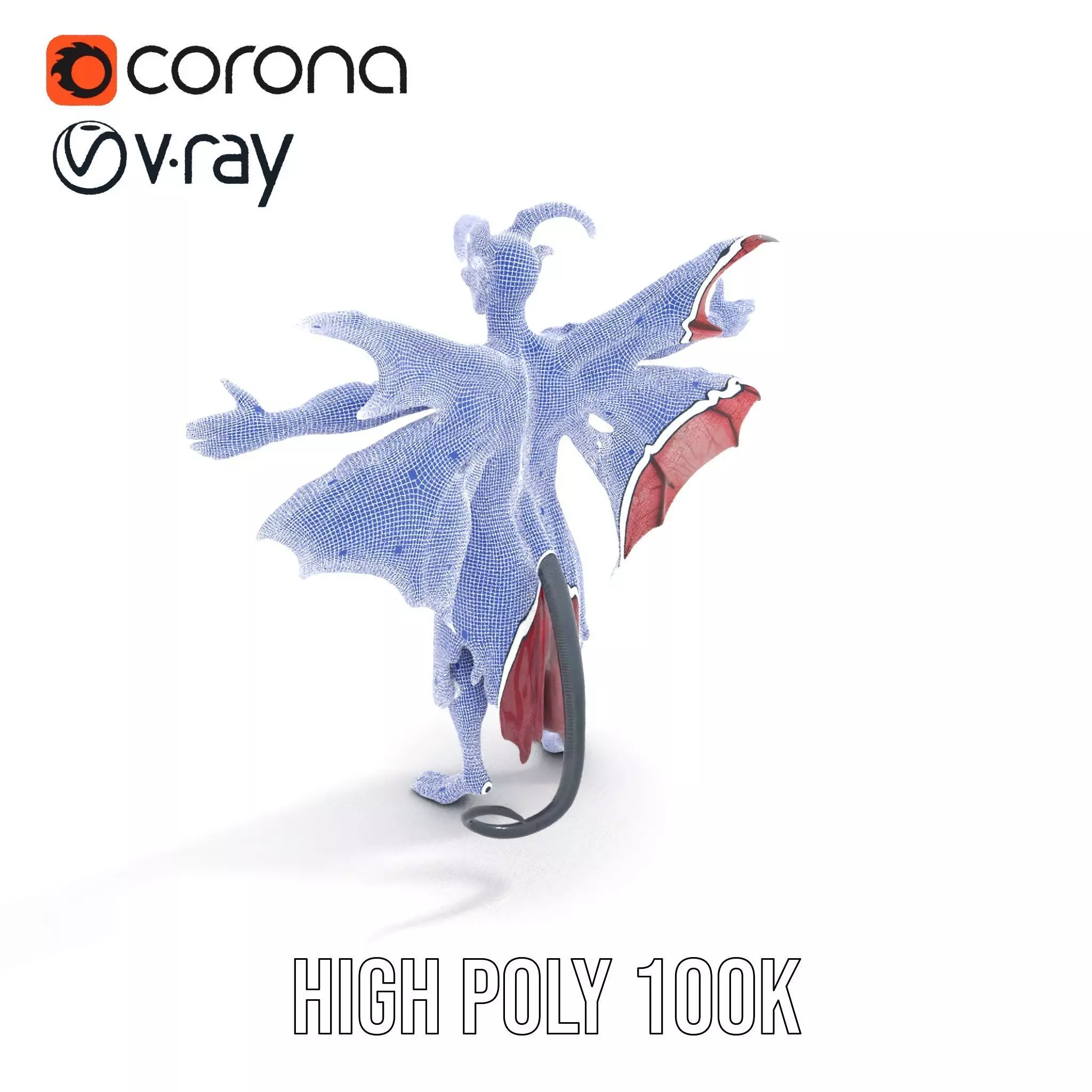 Demonic Creature Model Pack with Wings and Horns Low-poly 3D model_24