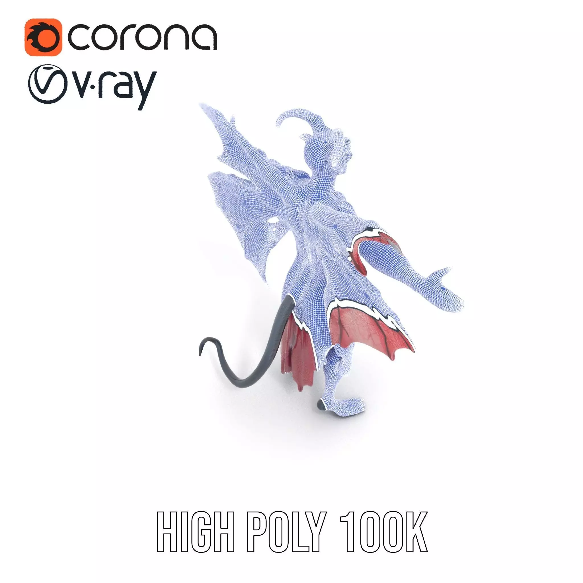 Demonic Creature Model Pack with Wings and Horns Low-poly 3D model_27