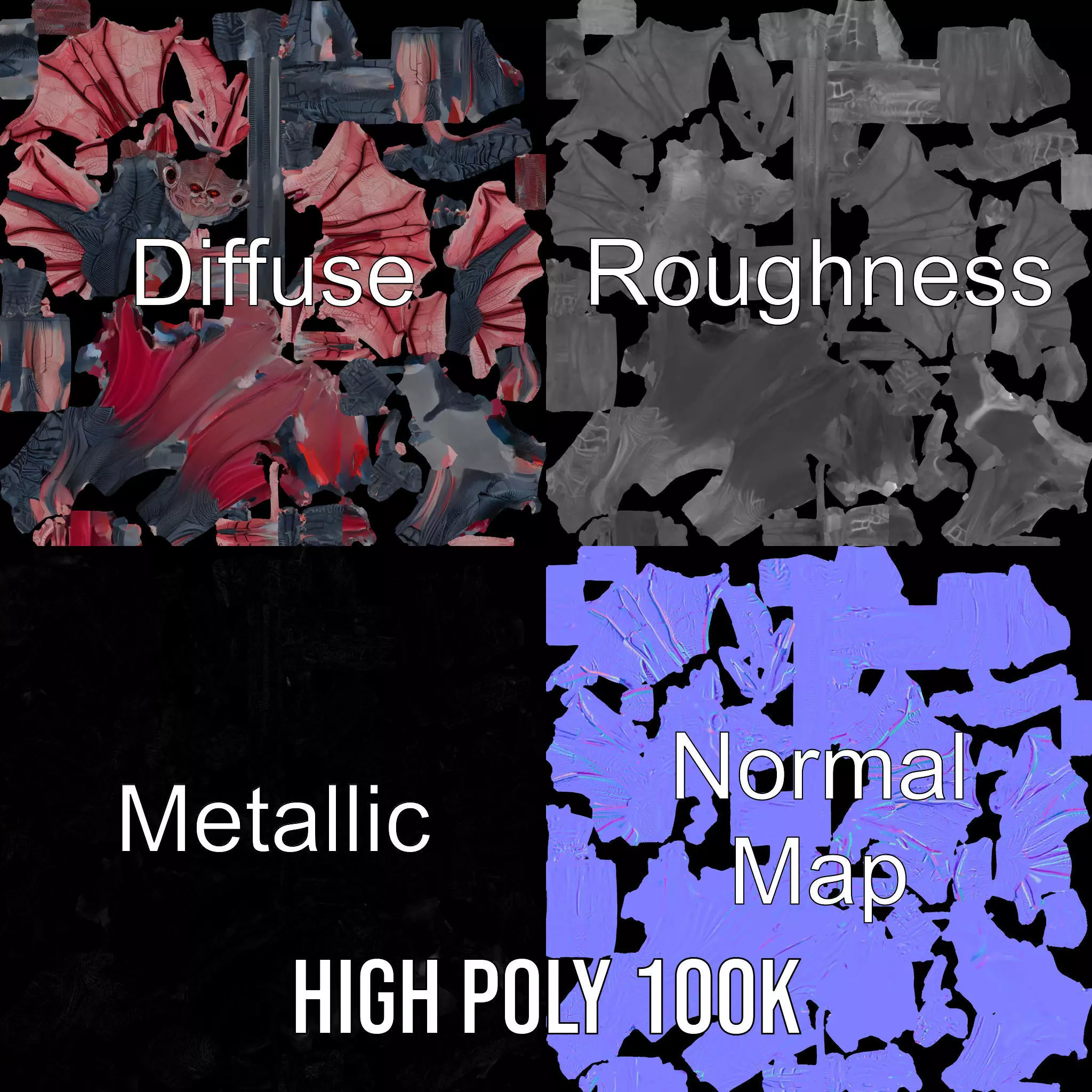 Demonic Creature Model Pack with Wings and Horns Low-poly 3D model_4