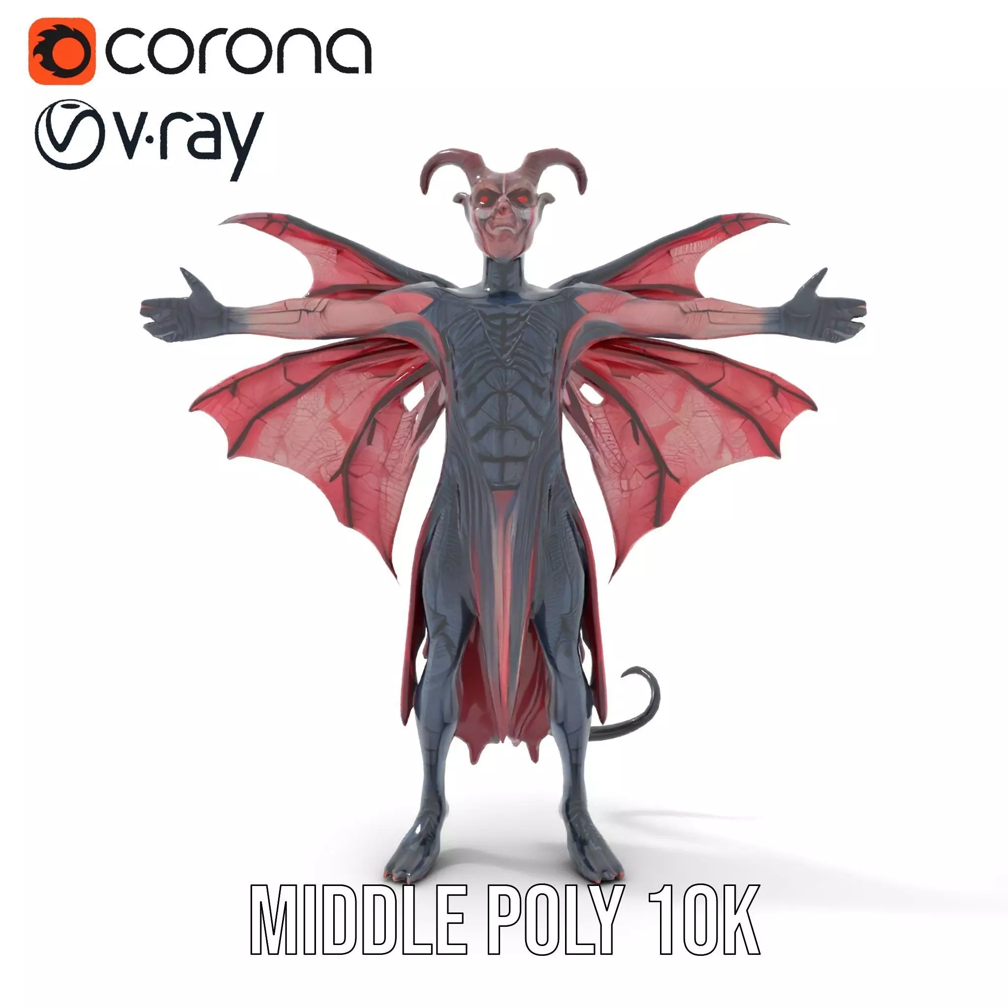 Demonic Creature Model Pack with Wings and Horns Low-poly 3D model_13
