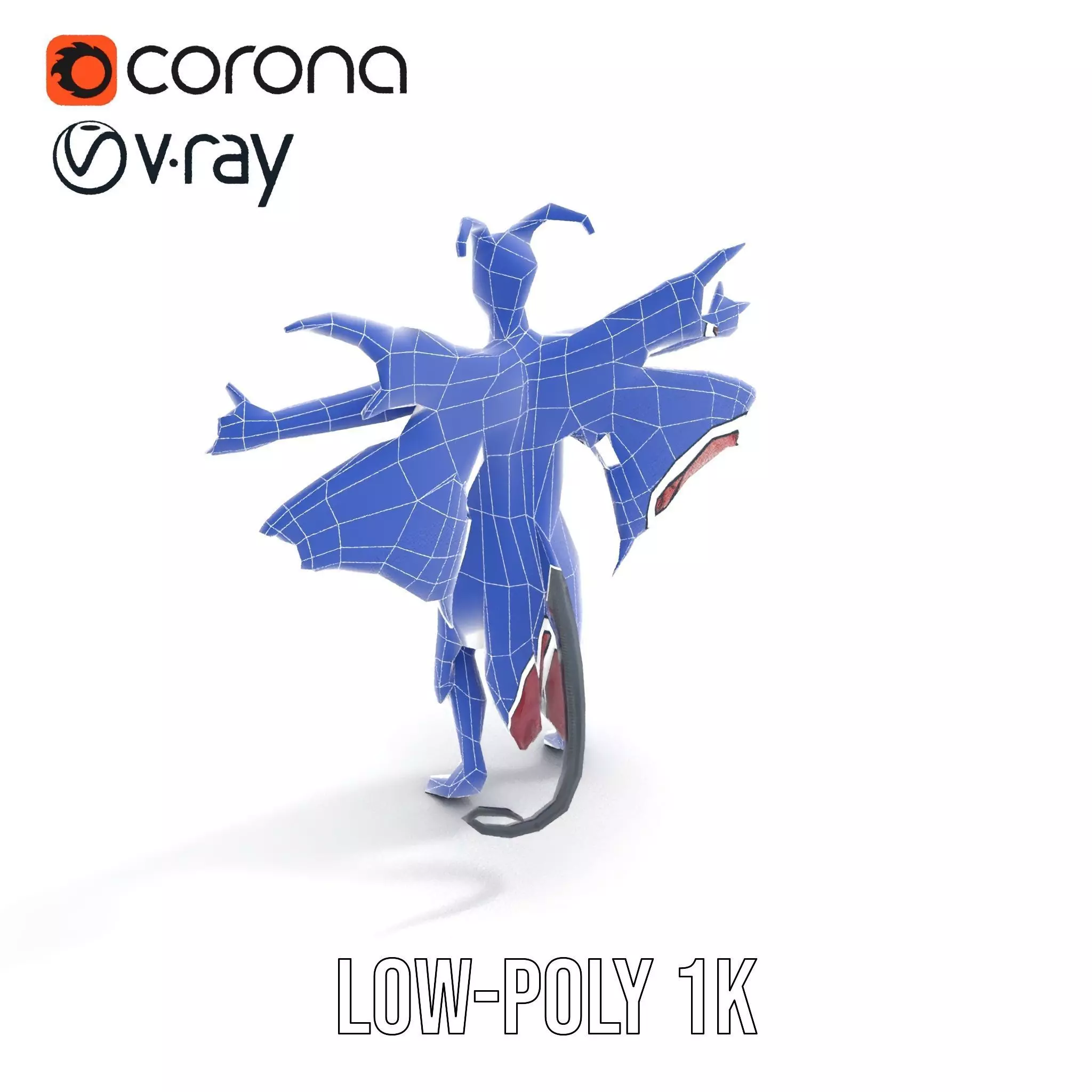 Demonic Creature Model Pack with Wings and Horns Low-poly 3D model_31