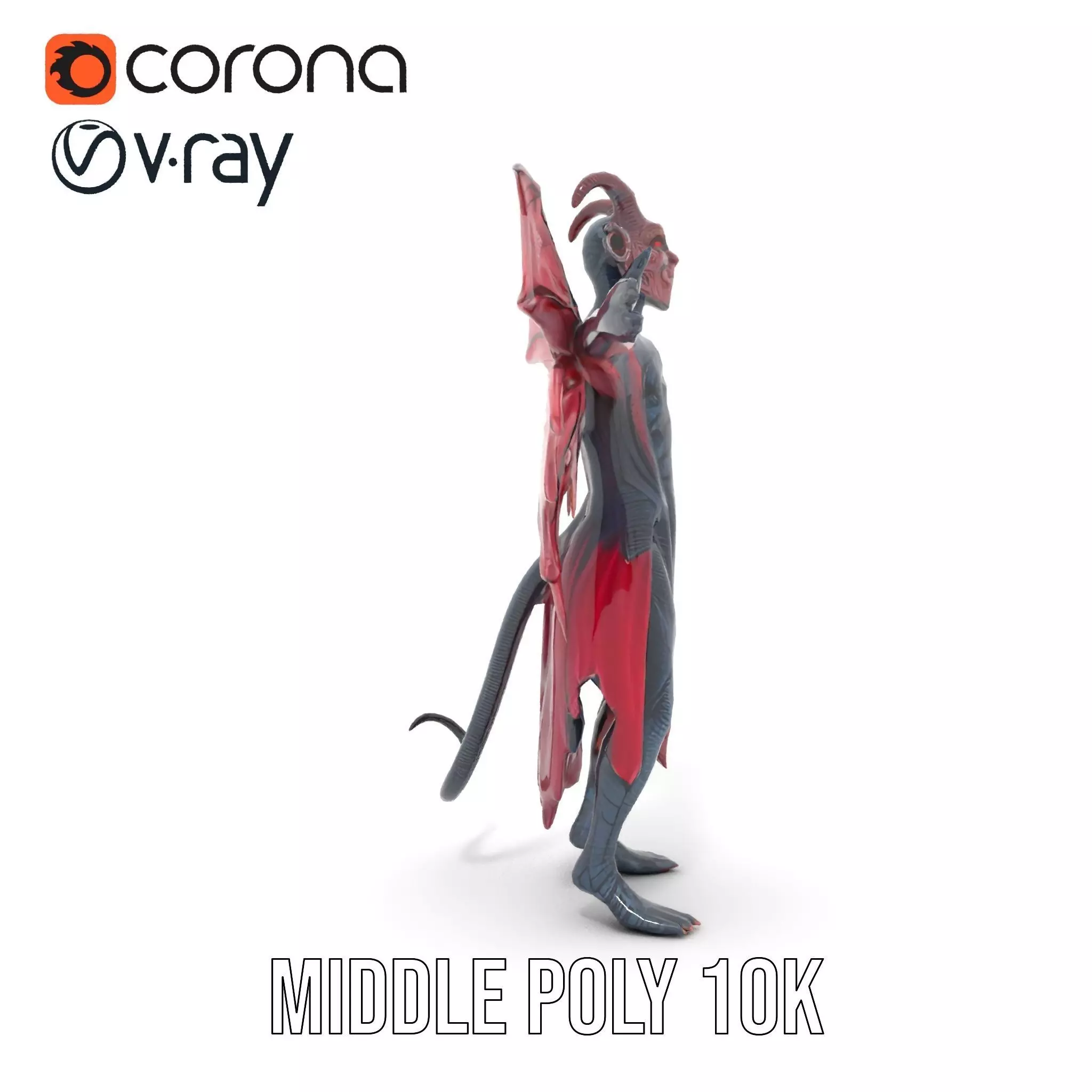 Demonic Creature Model Pack with Wings and Horns Low-poly 3D model_30