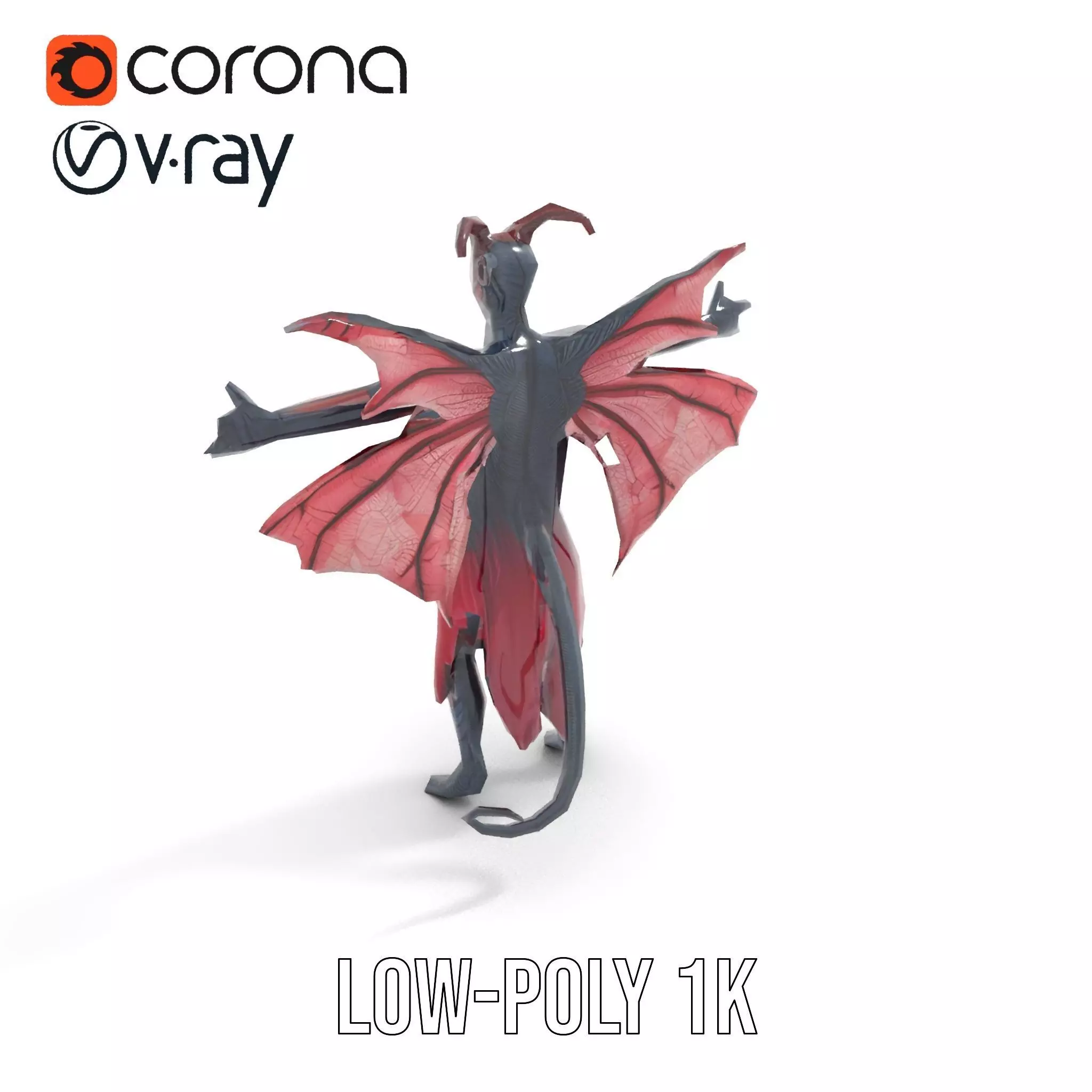 Demonic Creature Model Pack with Wings and Horns Low-poly 3D model_8