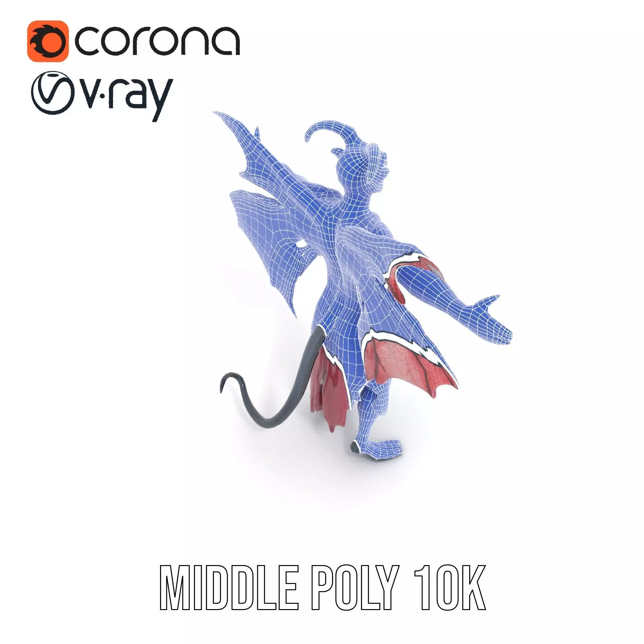 Demonic Creature Model Pack with Wings and Horns Low-poly 3D model_16