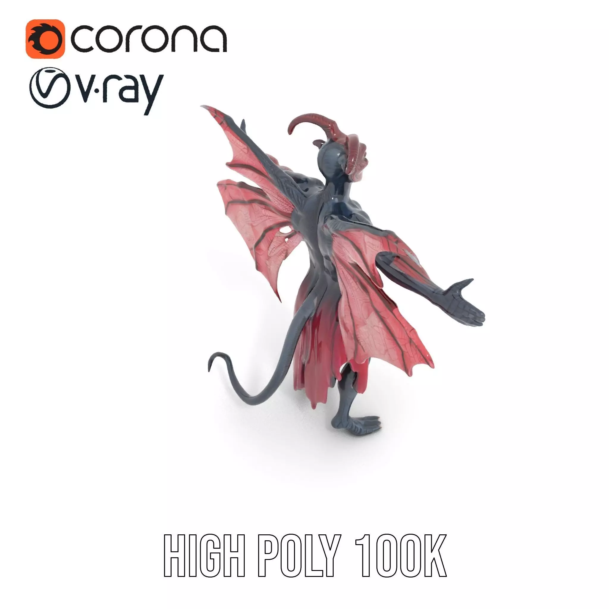 Demonic Creature Model Pack with Wings and Horns Low-poly 3D model_15