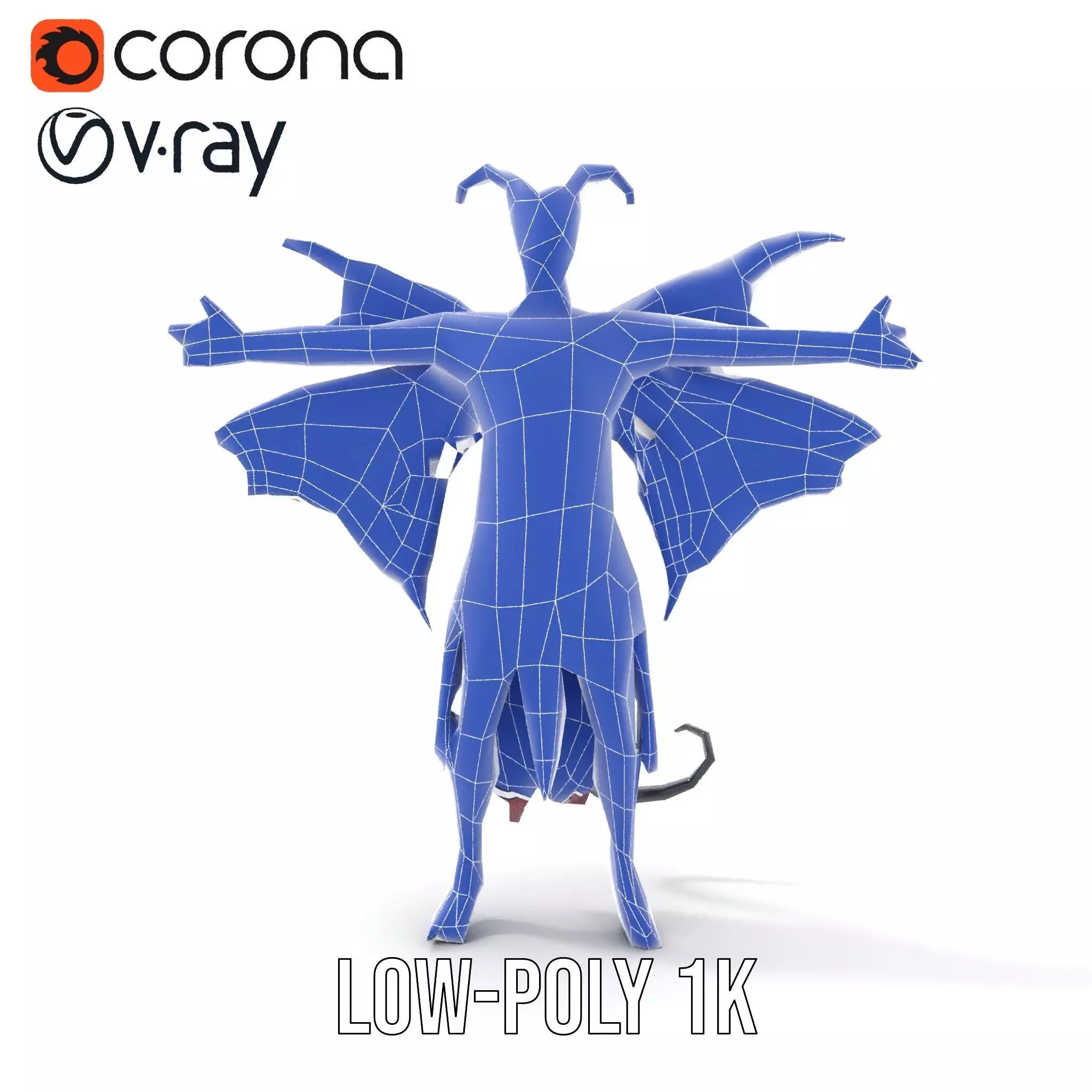 Demonic Creature Model Pack with Wings and Horns Low-poly 3D model_9