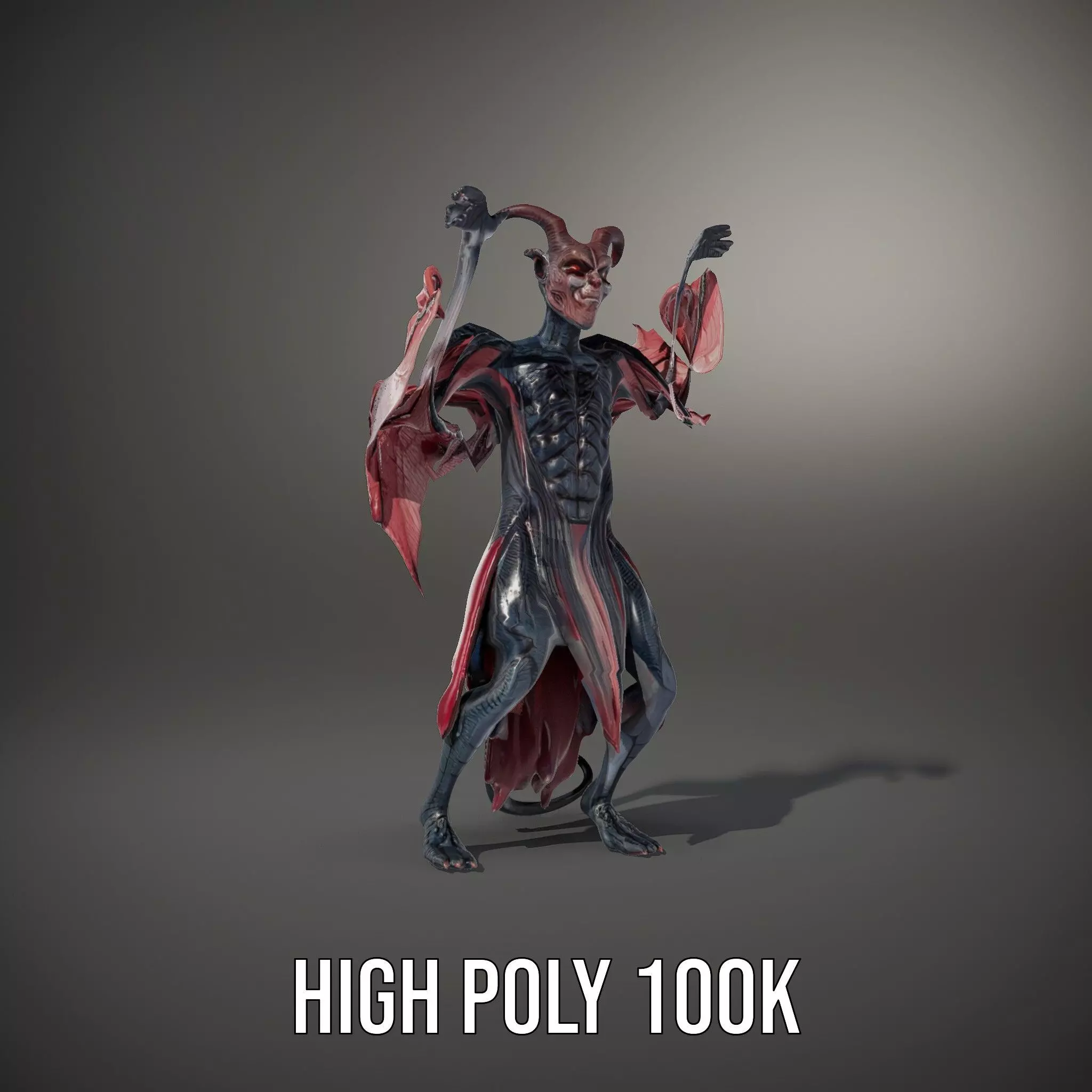 Demonic Creature Model Pack with Wings and Horns Low-poly 3D model_34