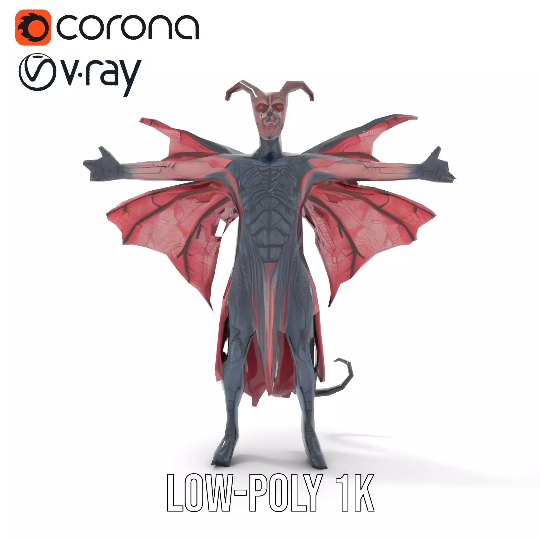 Demonic Creature Model Pack with Wings and Horns Low-poly 3D model_20