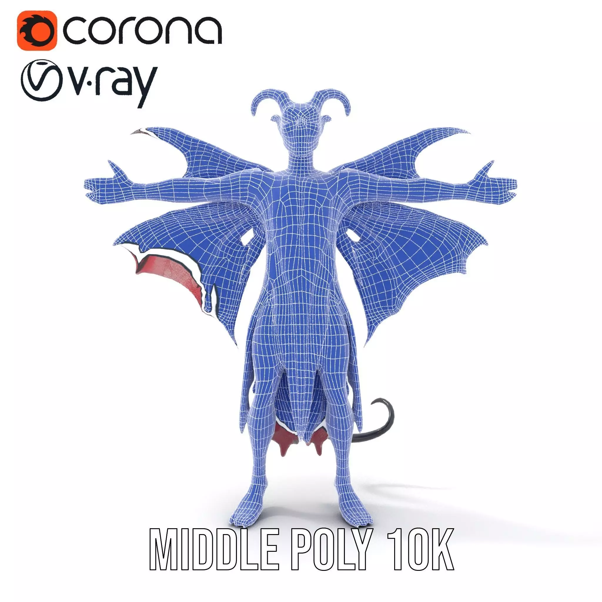 Demonic Creature Model Pack with Wings and Horns Low-poly 3D model_25