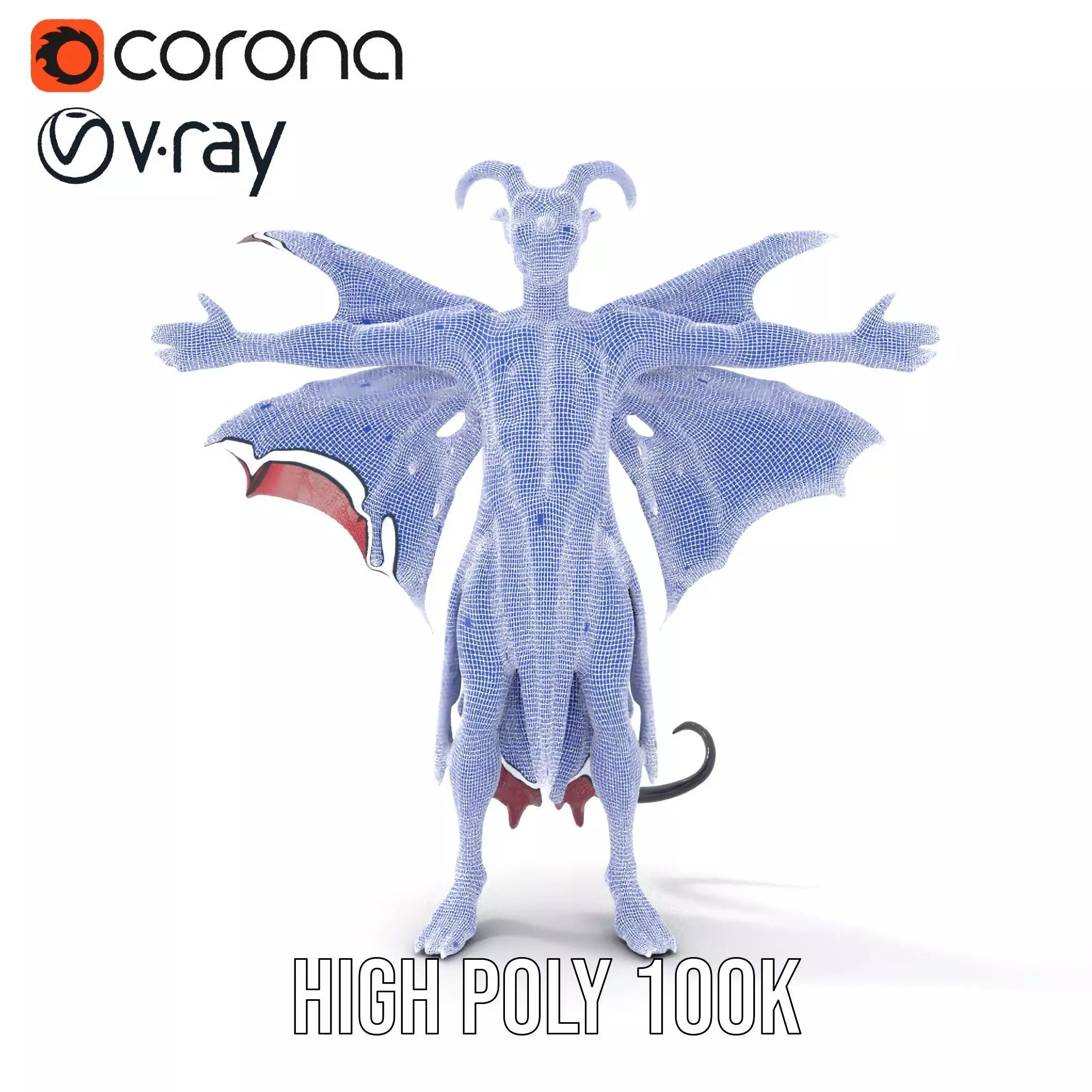 Demonic Creature Model Pack with Wings and Horns Low-poly 3D model_33