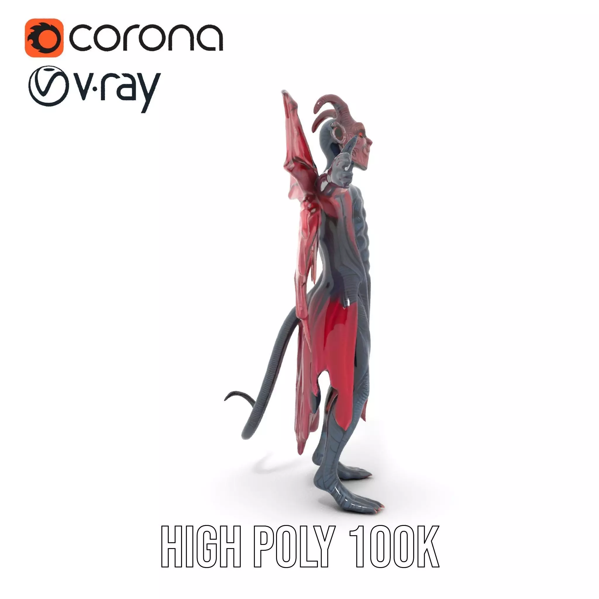 Demonic Creature Model Pack with Wings and Horns Low-poly 3D model_18