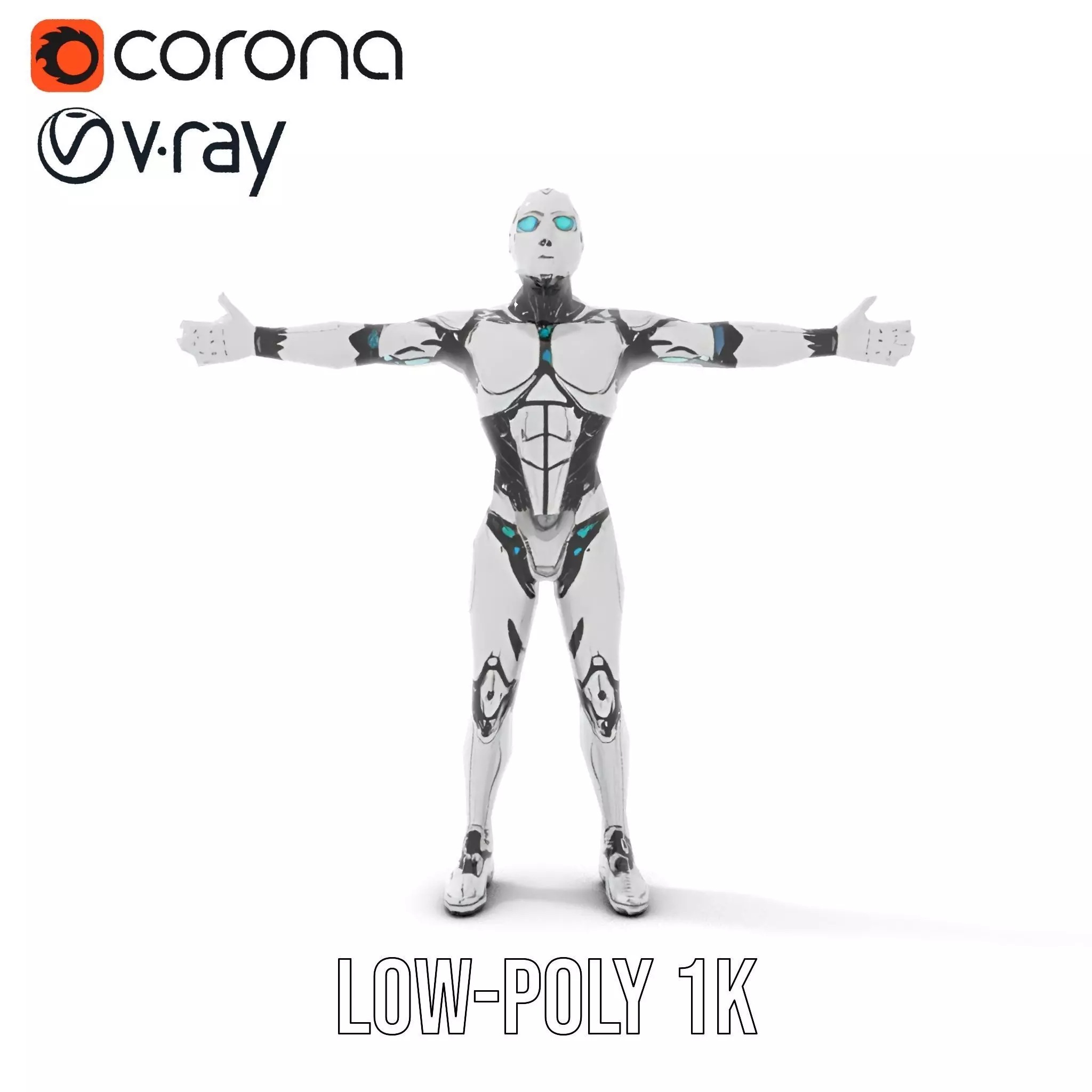 Futuristic Humanoid Robot Character Model Pack Low-poly 3D model_19