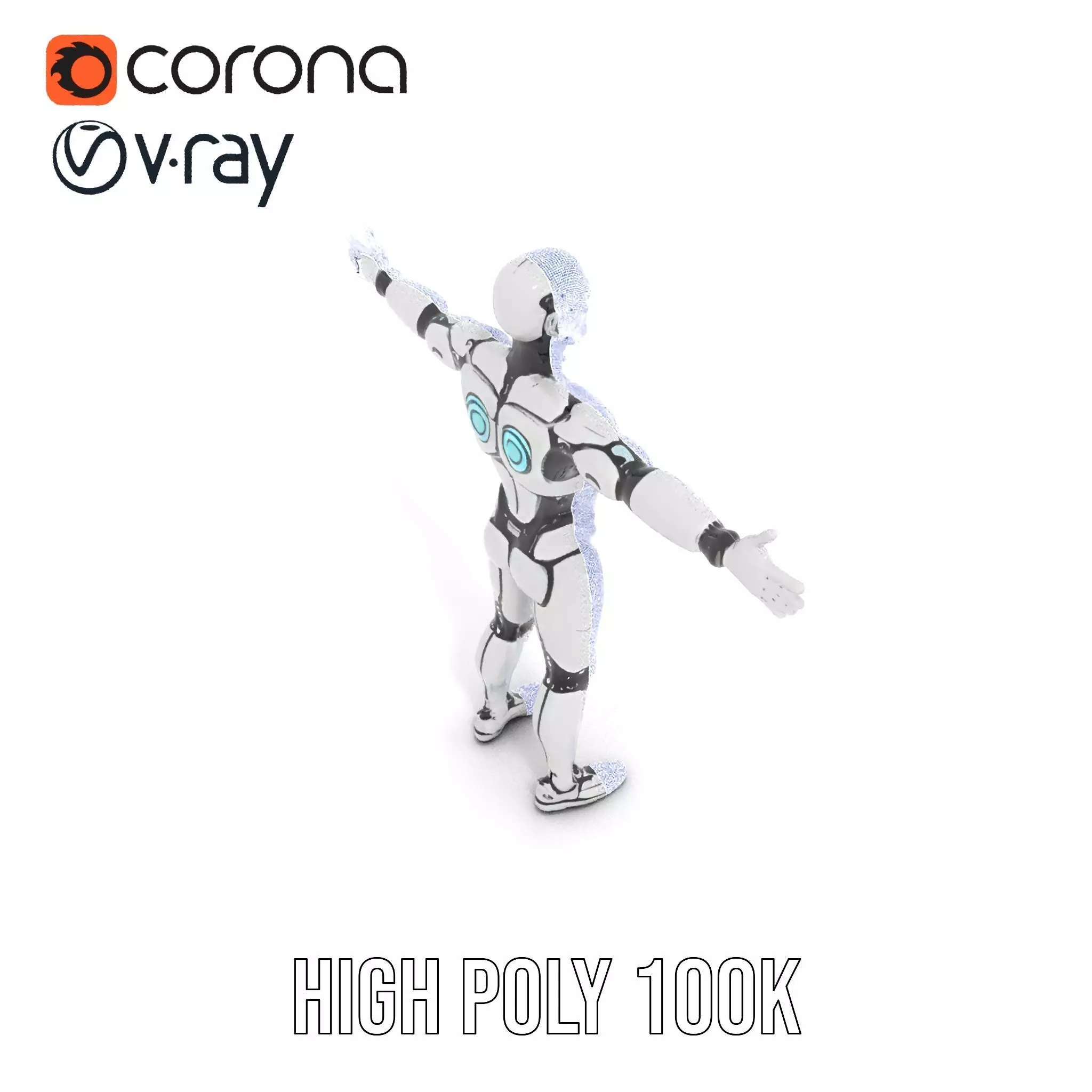 Futuristic Humanoid Robot Character Model Pack Low-poly 3D model_32