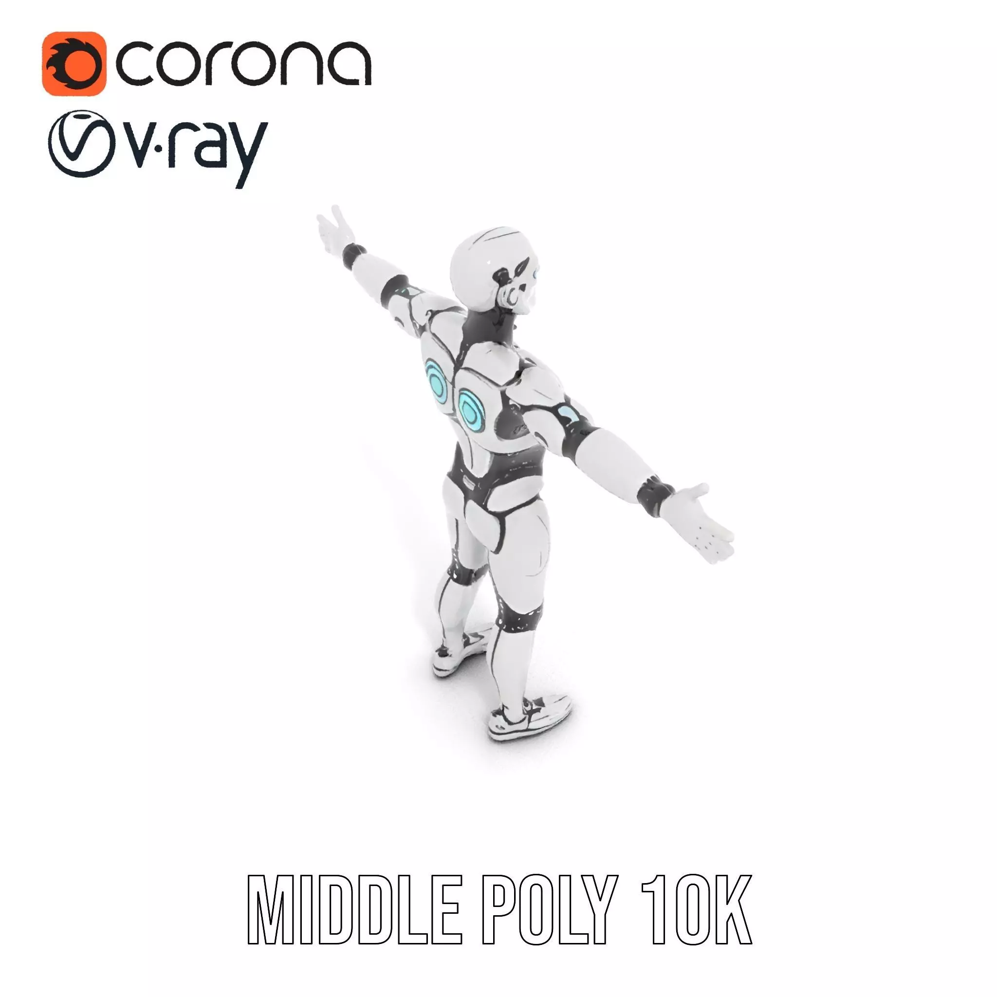 Futuristic Humanoid Robot Character Model Pack Low-poly 3D model_6