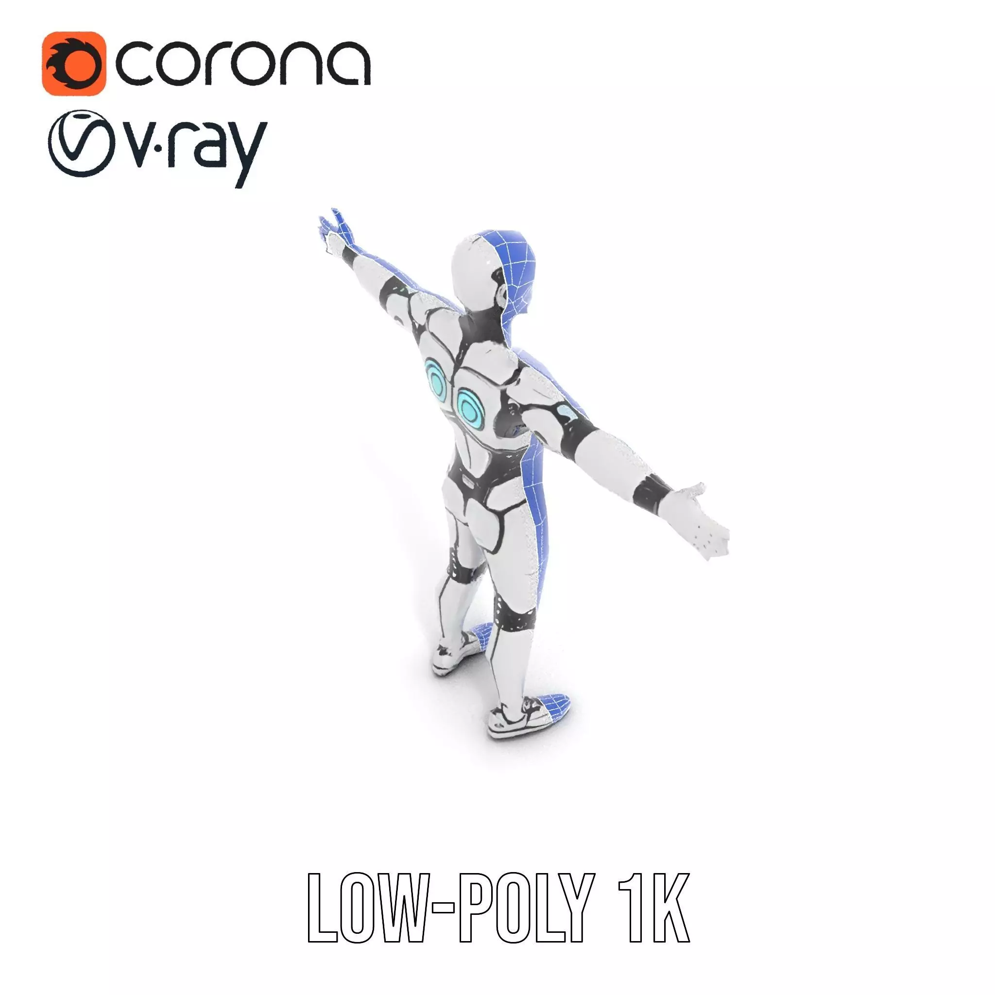 Futuristic Humanoid Robot Character Model Pack Low-poly 3D model_25