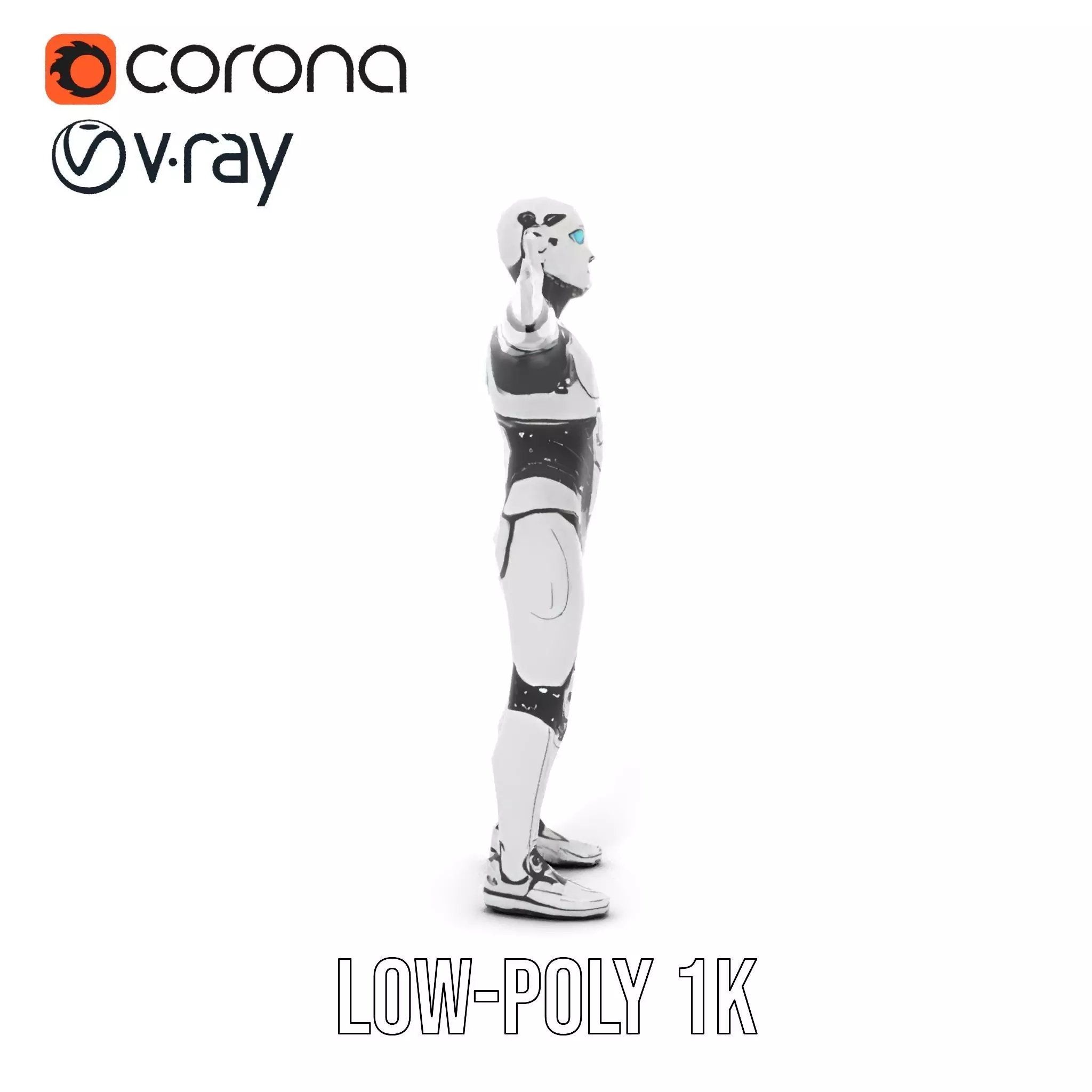 Futuristic Humanoid Robot Character Model Pack Low-poly 3D model_8