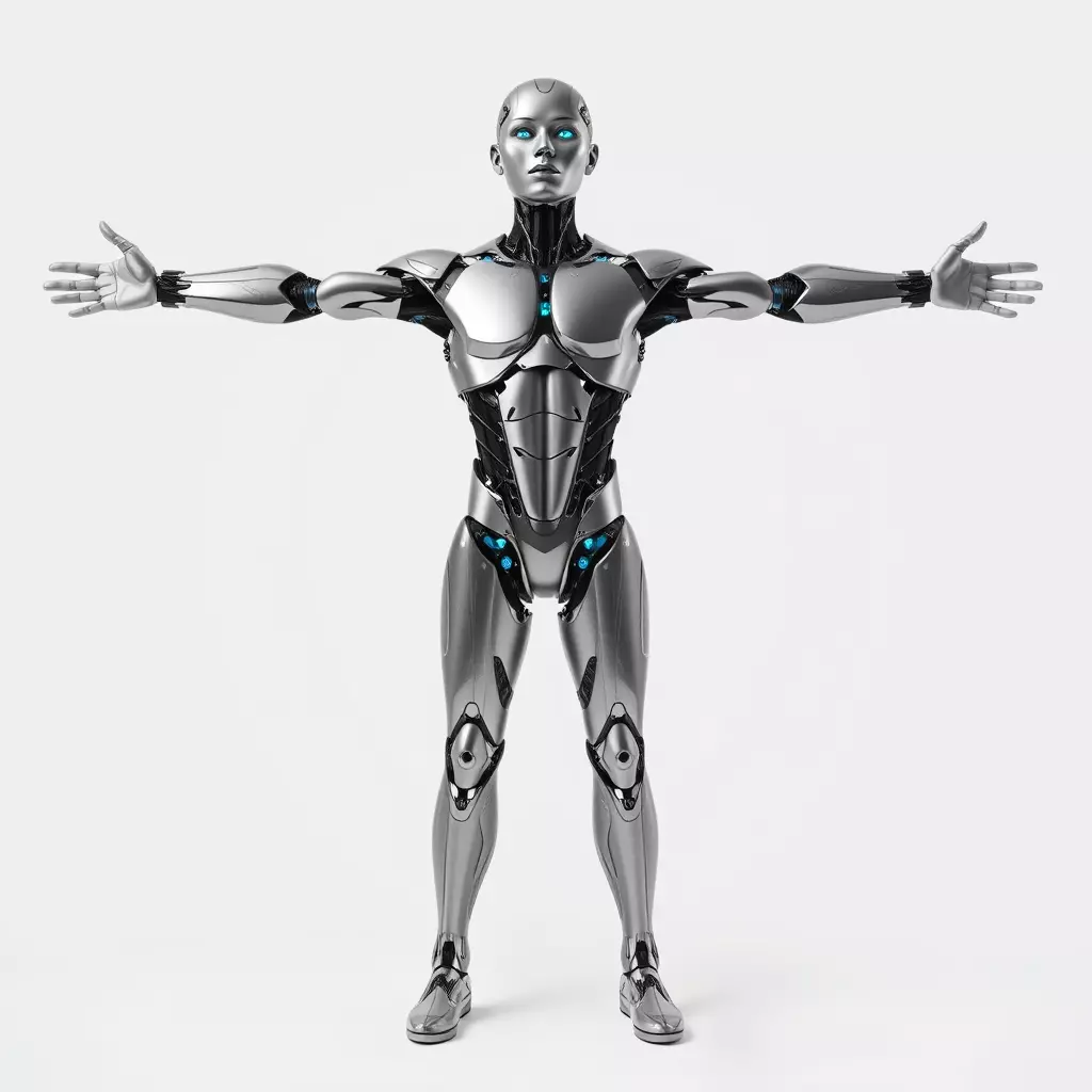 Futuristic Humanoid Robot Character Model Pack Low-poly 3D model_2