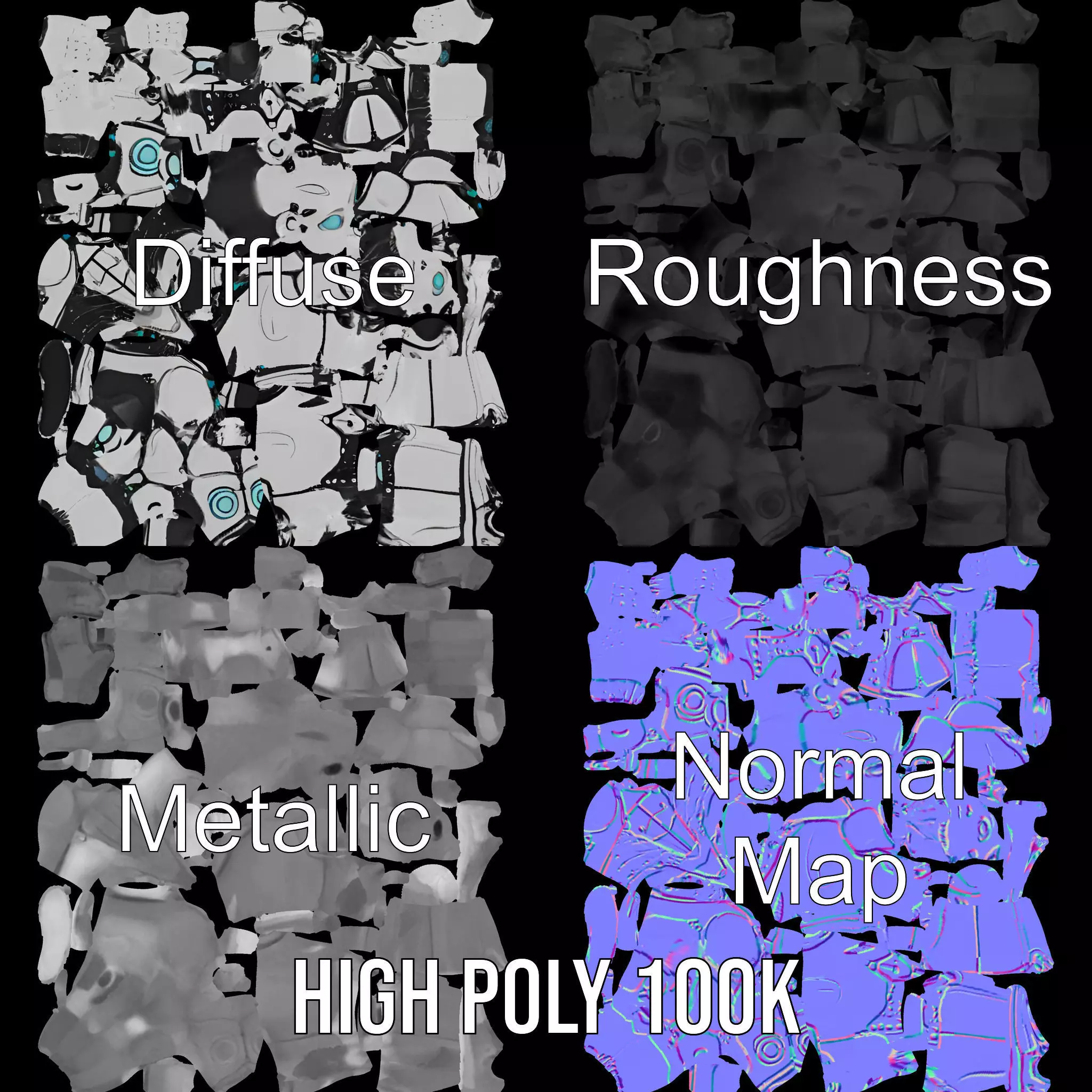 Futuristic Humanoid Robot Character Model Pack Low-poly 3D model_3