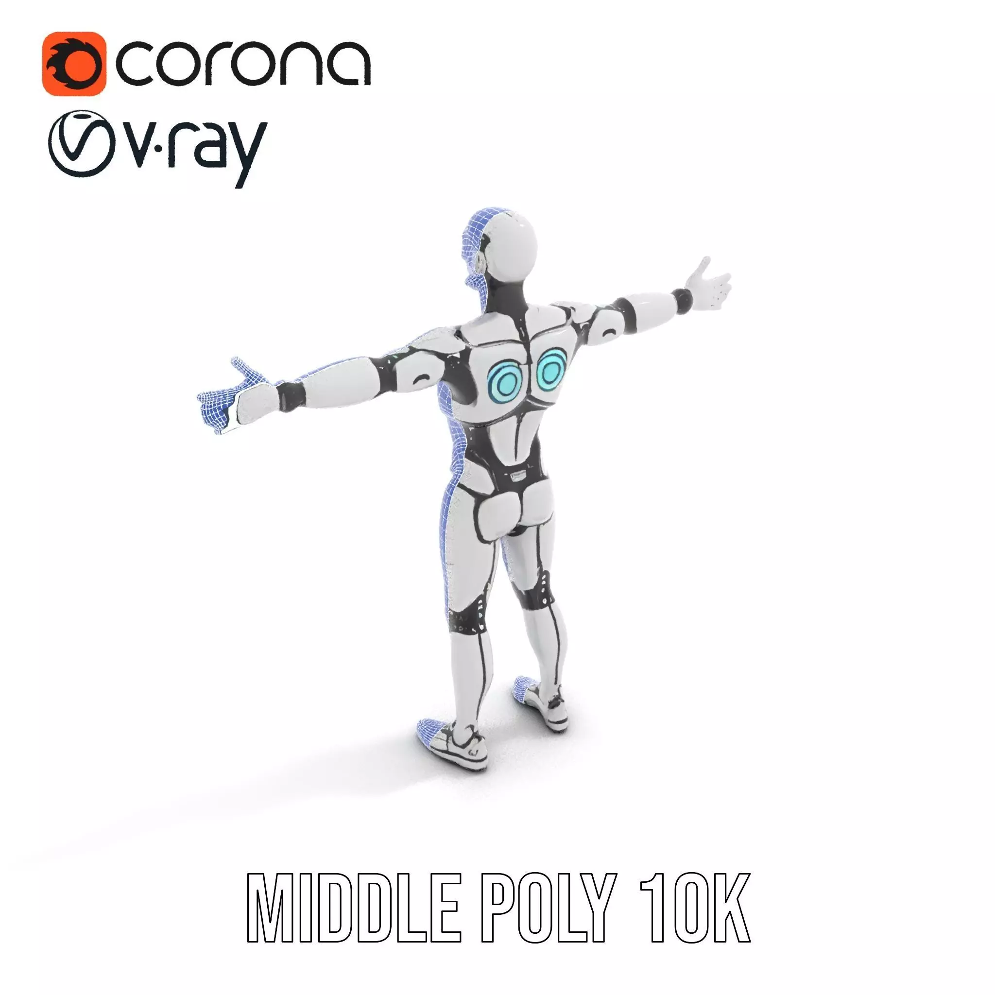 Futuristic Humanoid Robot Character Model Pack Low-poly 3D model_27