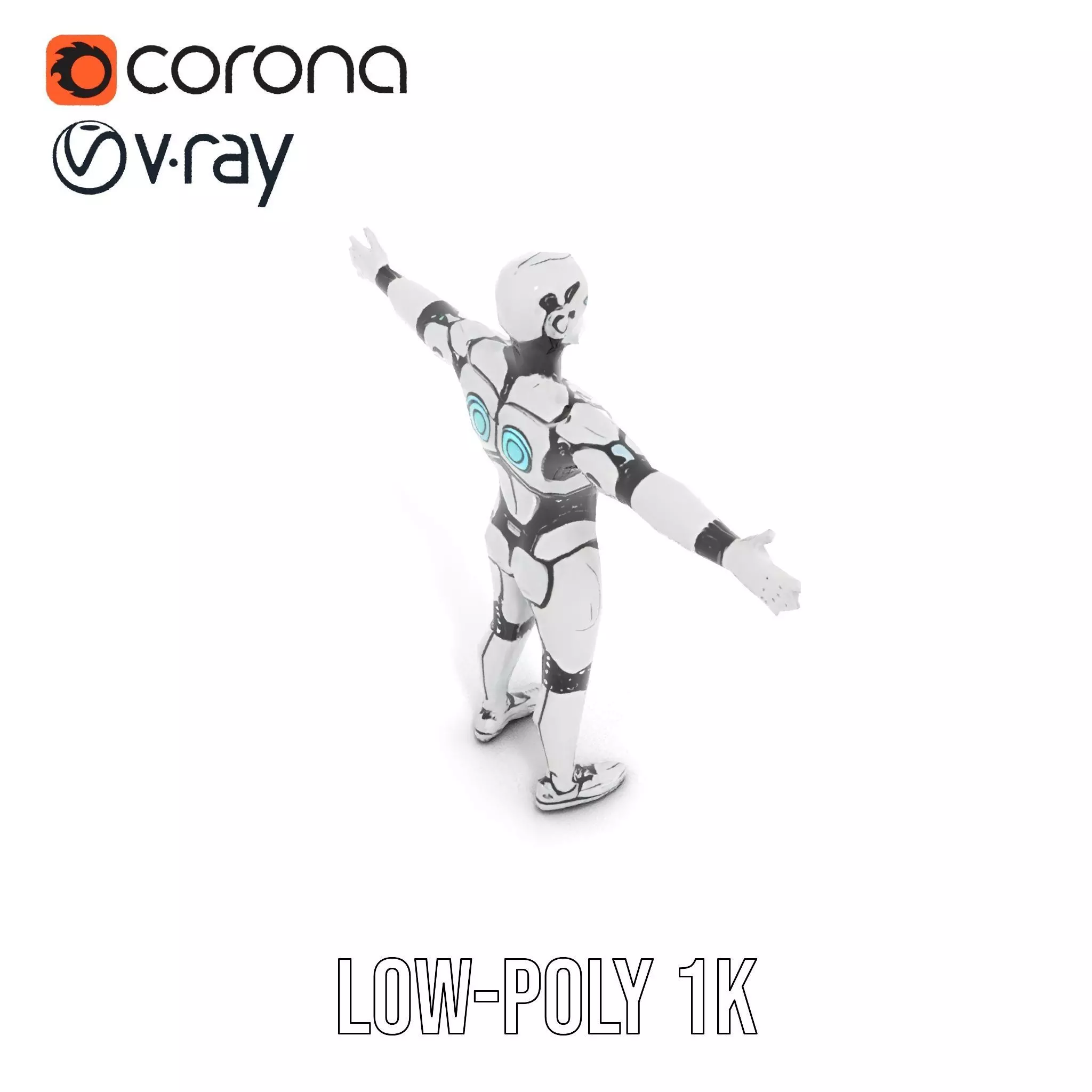 Futuristic Humanoid Robot Character Model Pack Low-poly 3D model_16