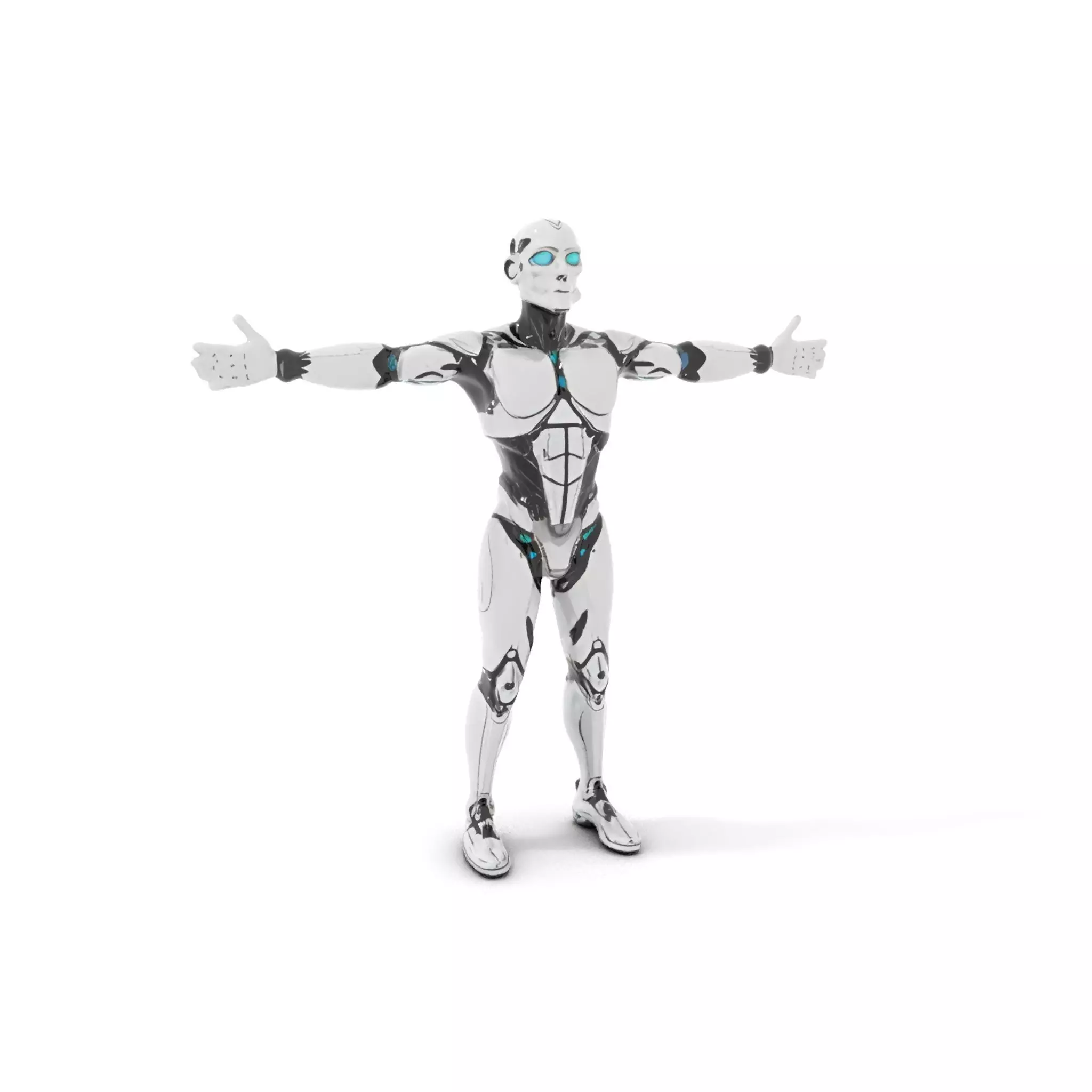 Futuristic Humanoid Robot Character Model Pack Low-poly 3D model_0