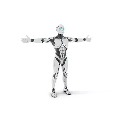 Futuristic Humanoid Robot Character Model Pack Low-poly 3D model